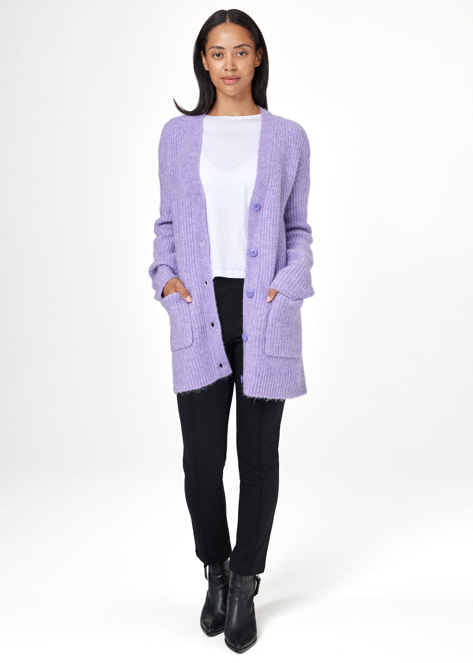 Purple cardigan with buttons thumbnail 0