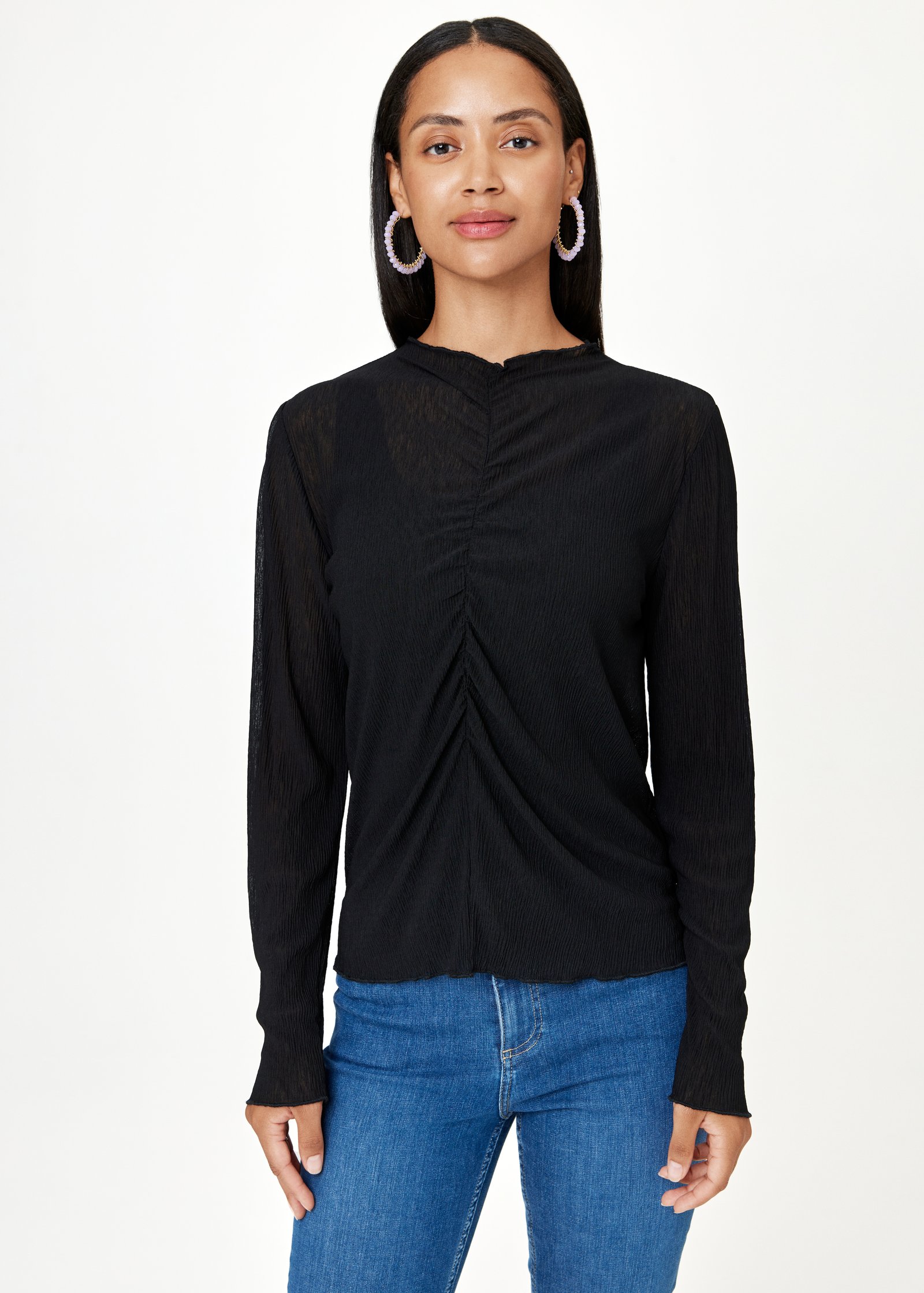 Pleated high neck top
