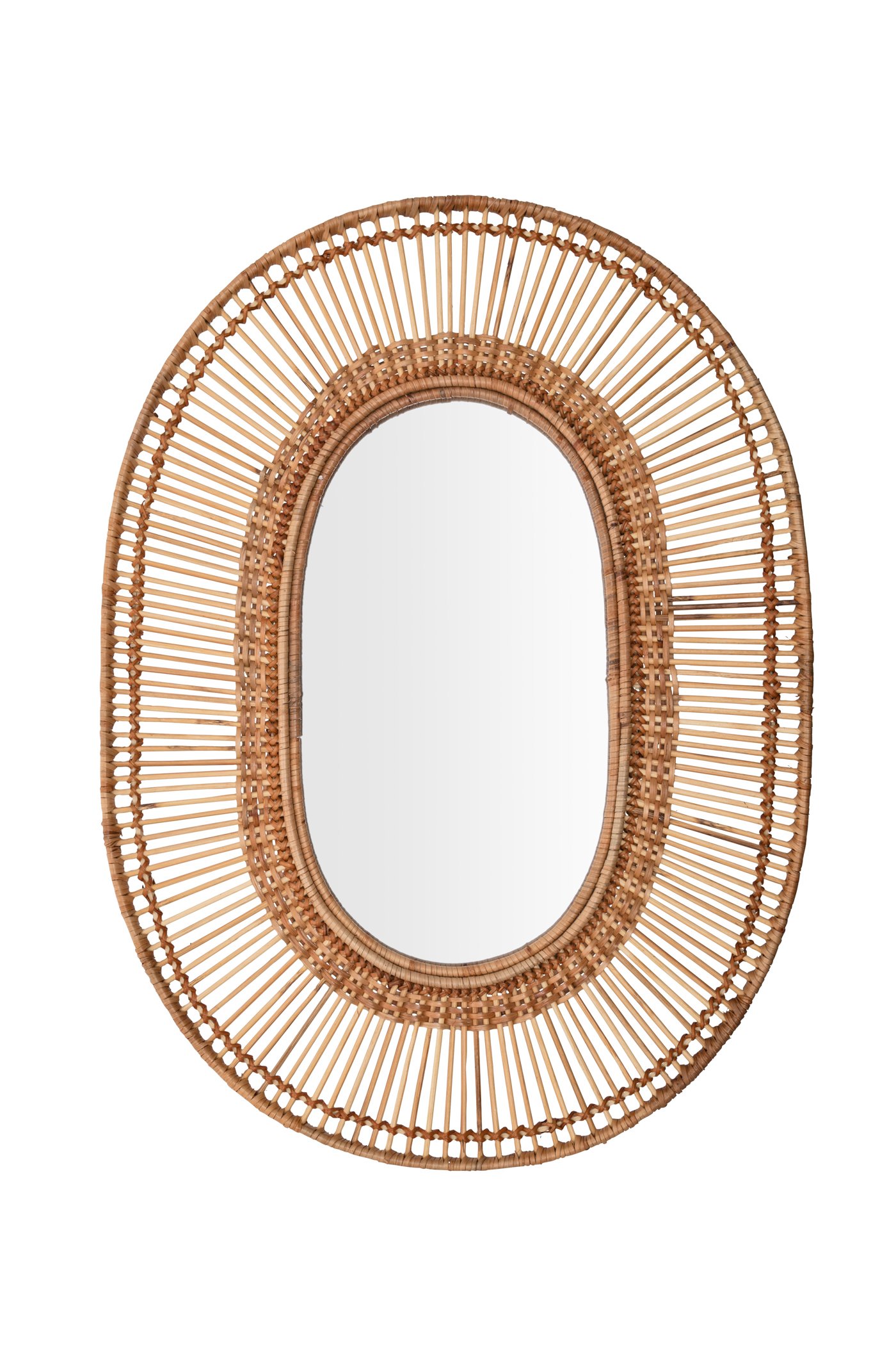 Oval bamboo mirror