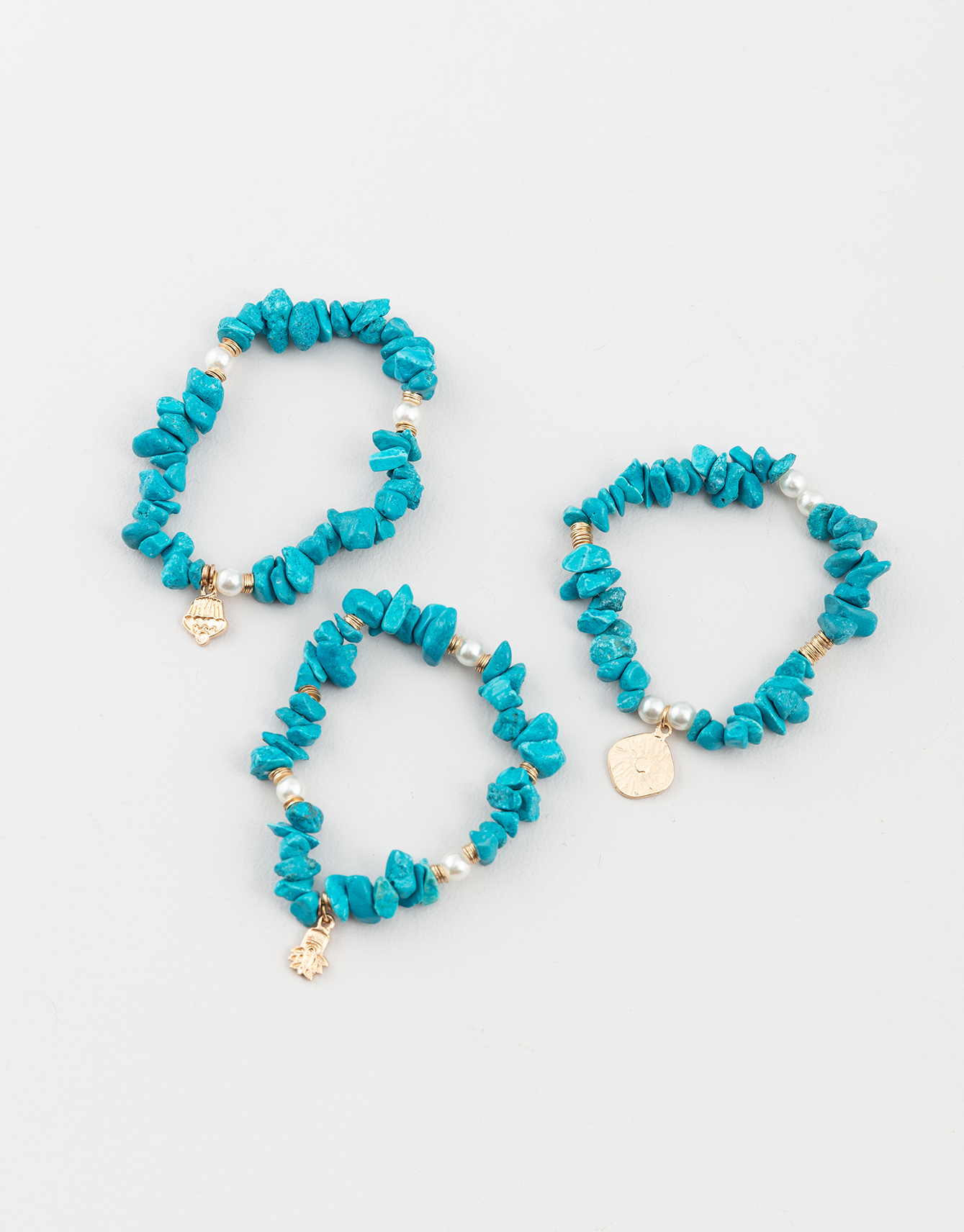 3-pack turquoise stone bracelet