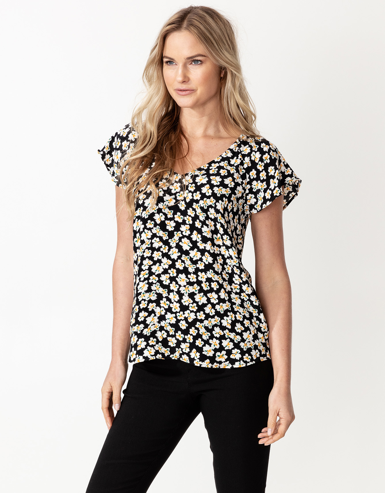 Floral short sleeve blouse Image 0