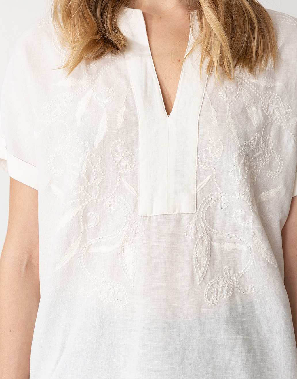 Linen mix embroidered tunic thumbnail 3