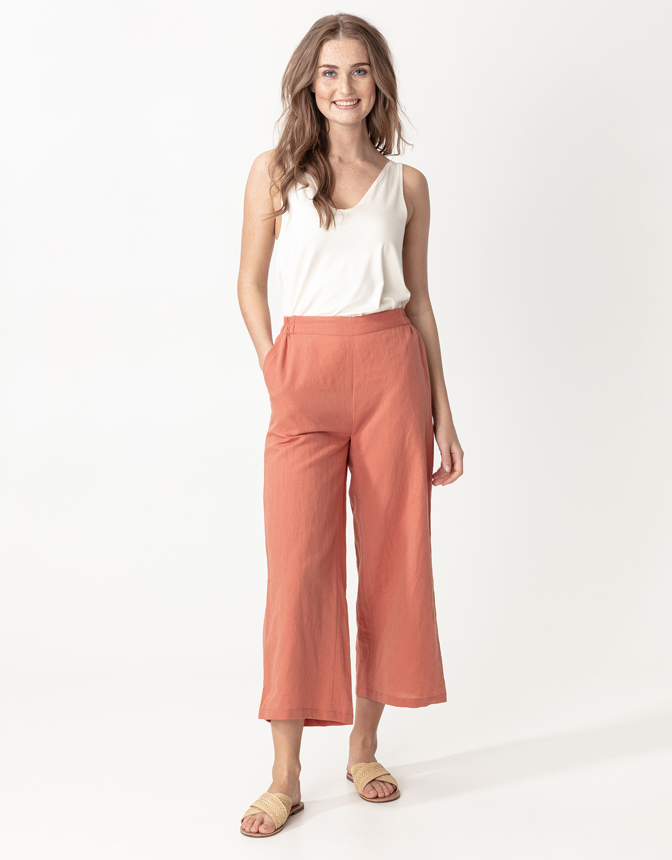 Linen mix wide trousers Image 0