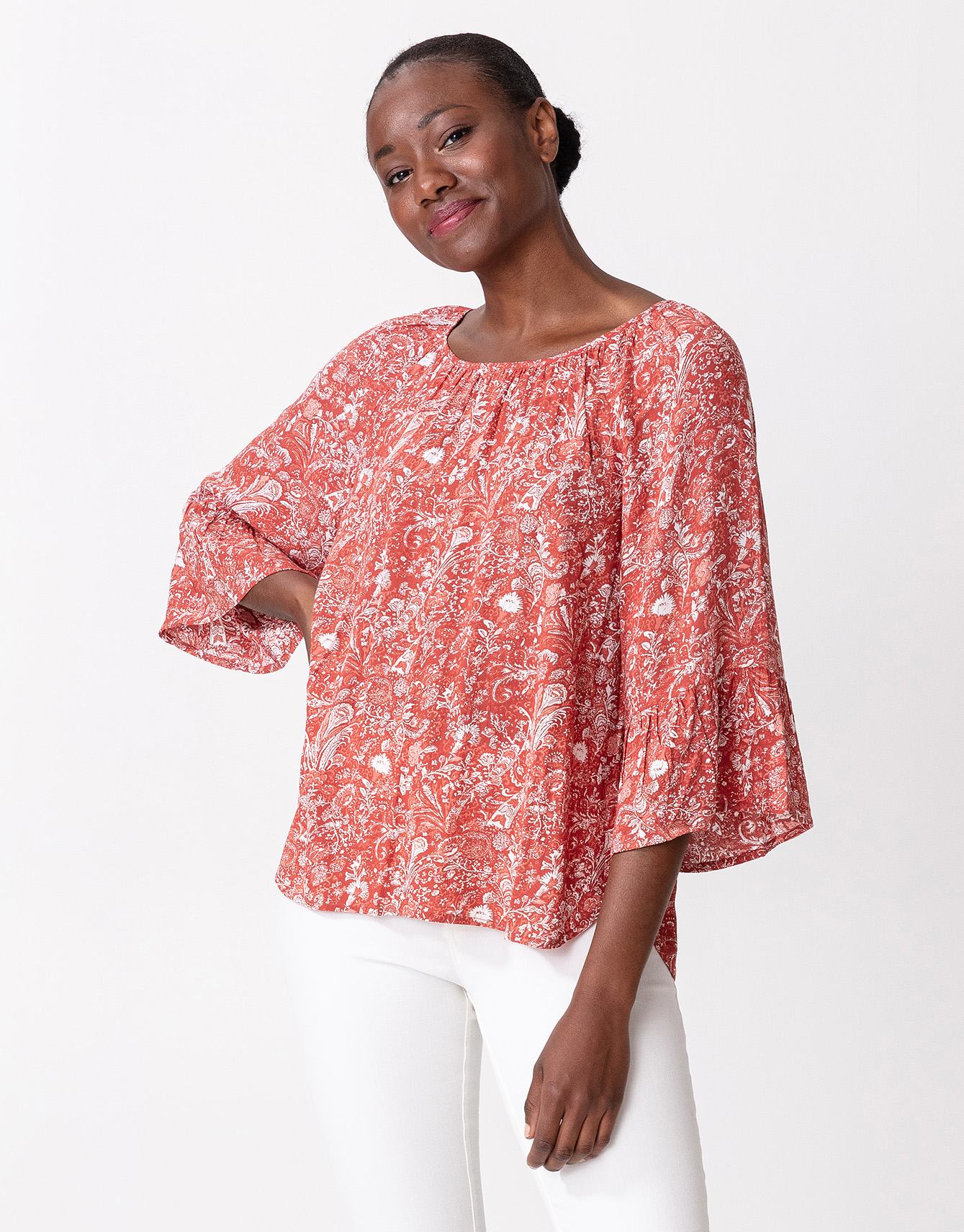 Patterned 3/4 sleeve blouse thumbnail 0