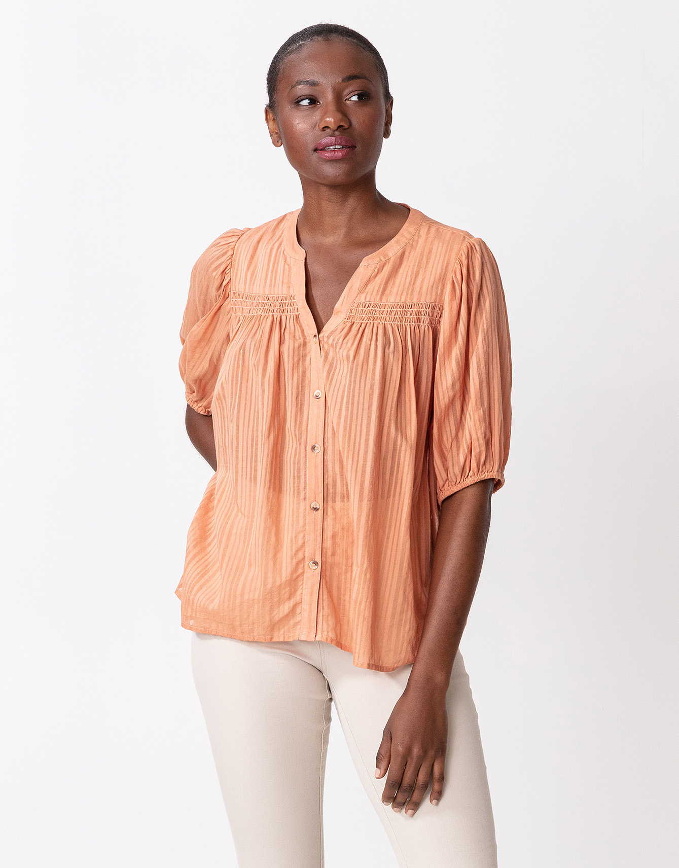 Striped button-down blouse Image 0