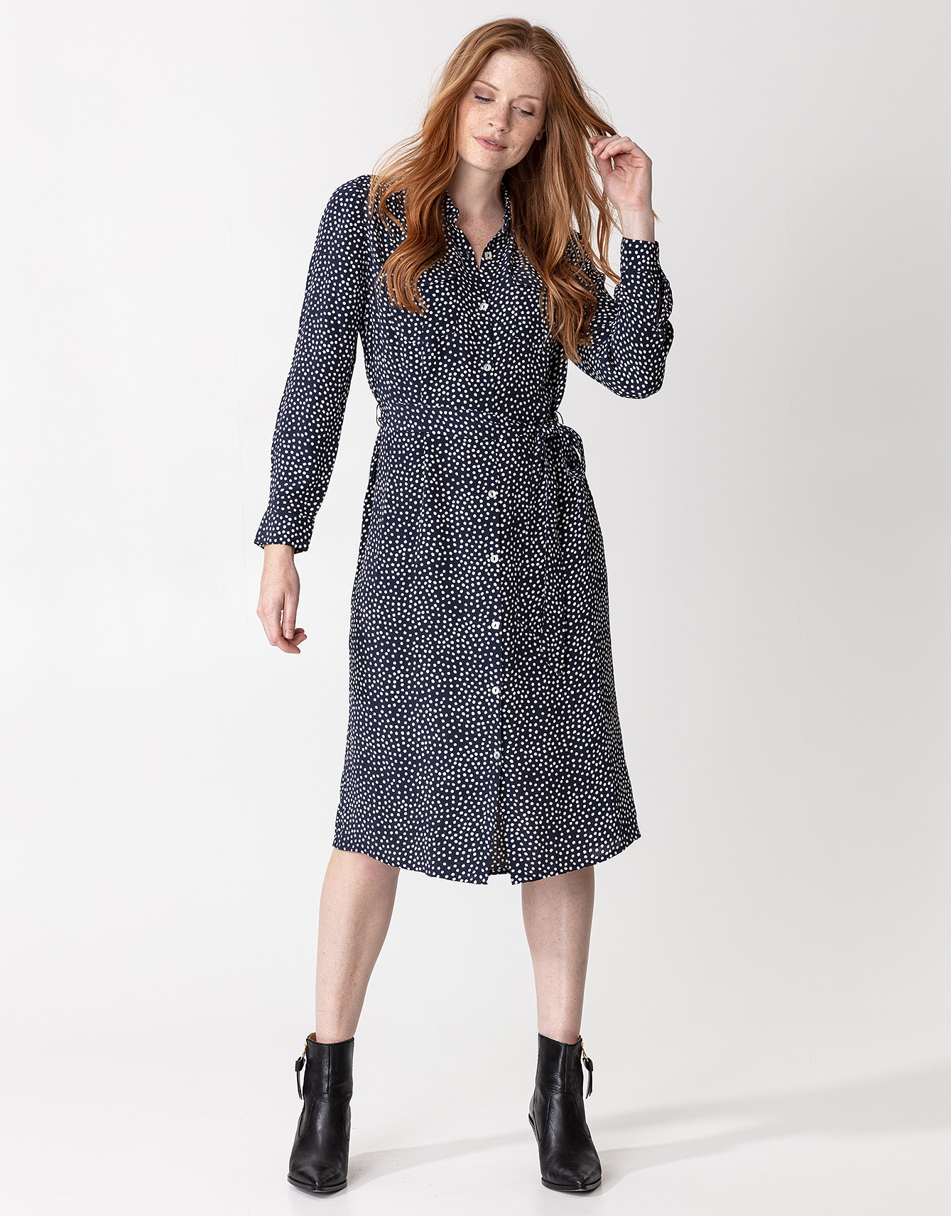 Dotted button-down dress Image 0