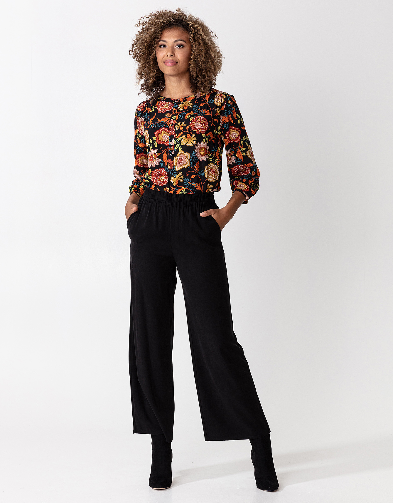 High rise solid wide trousers Image 0
