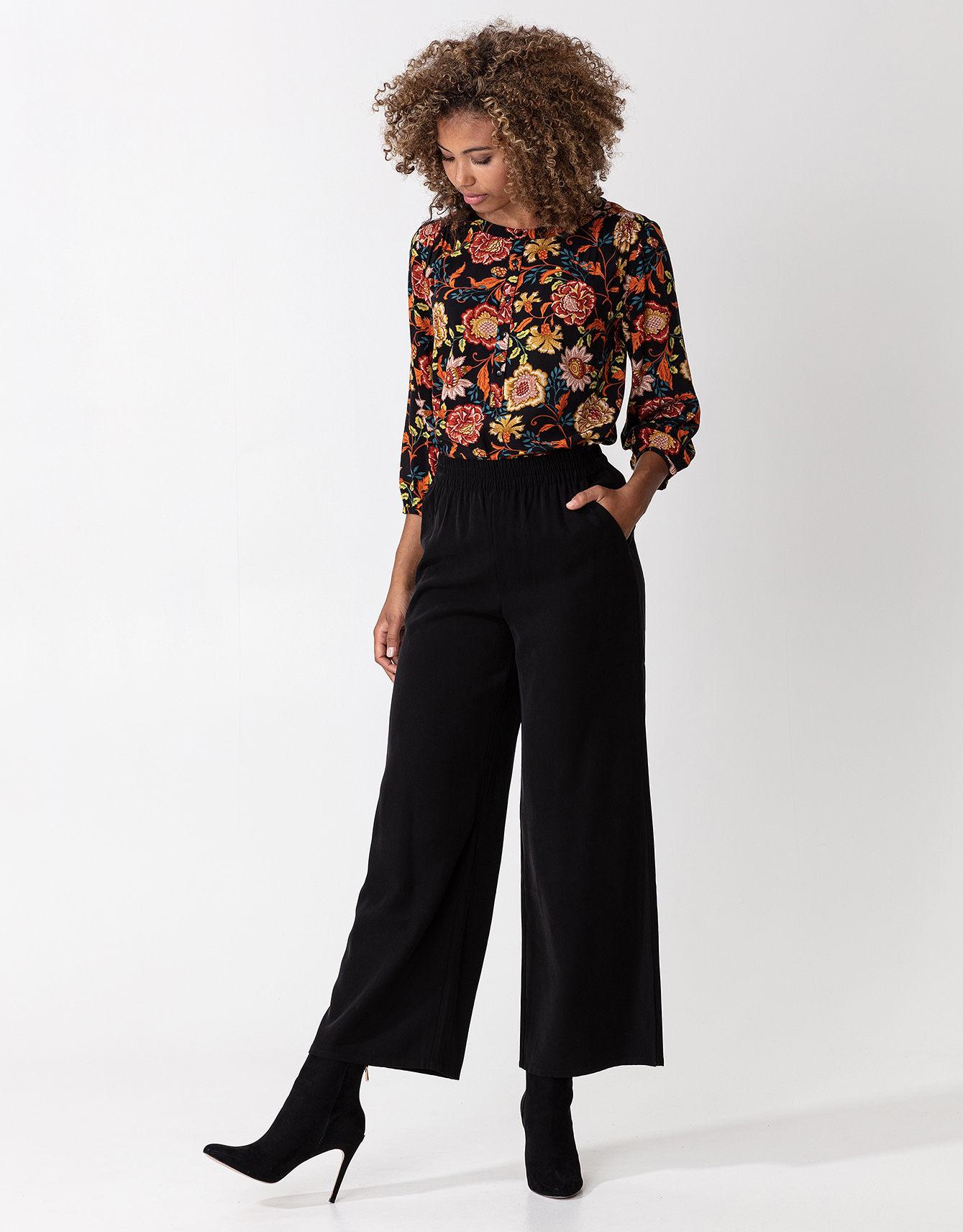 High rise solid wide pants thumbnail 1
