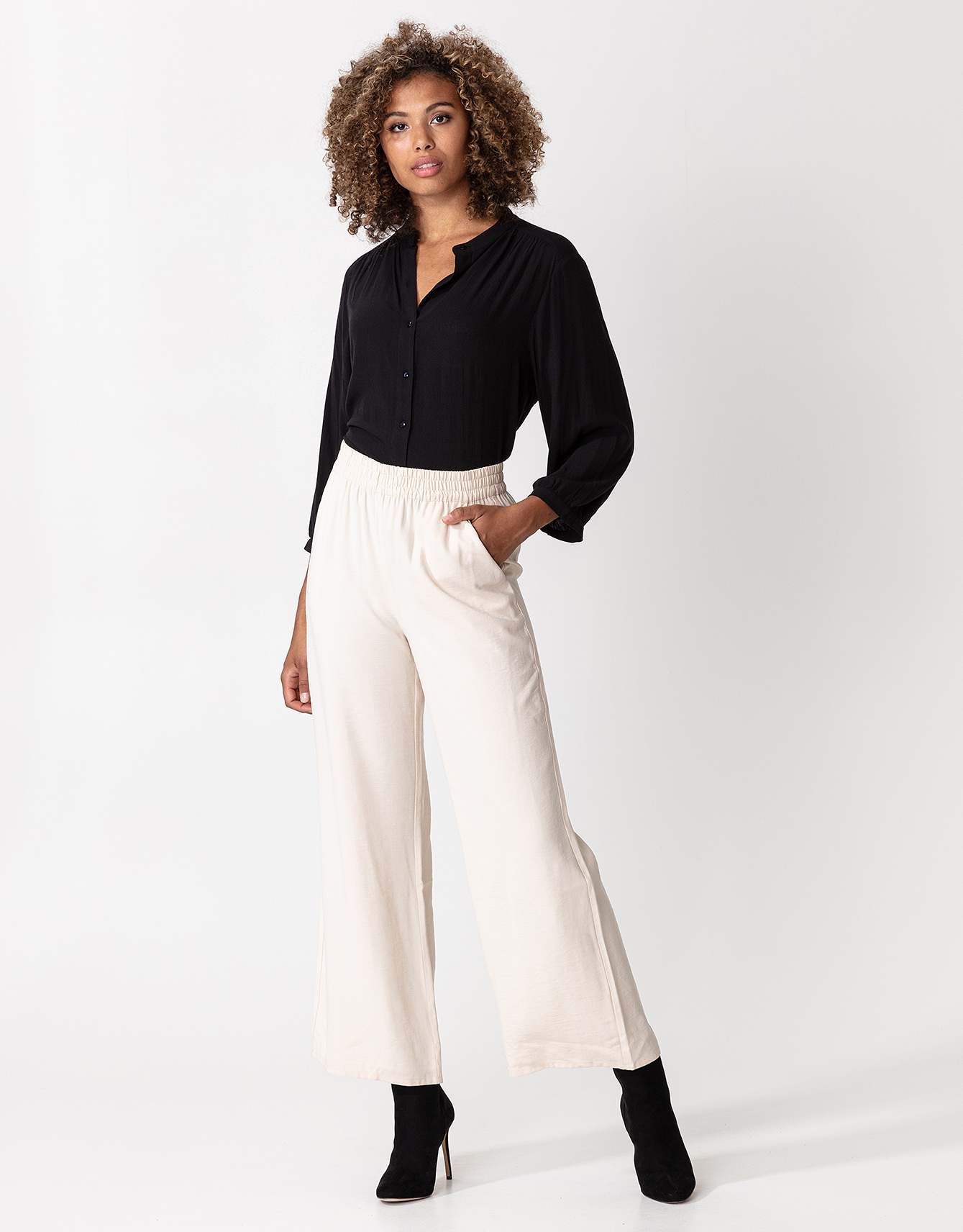 High rise solid wide pants thumbnail 2