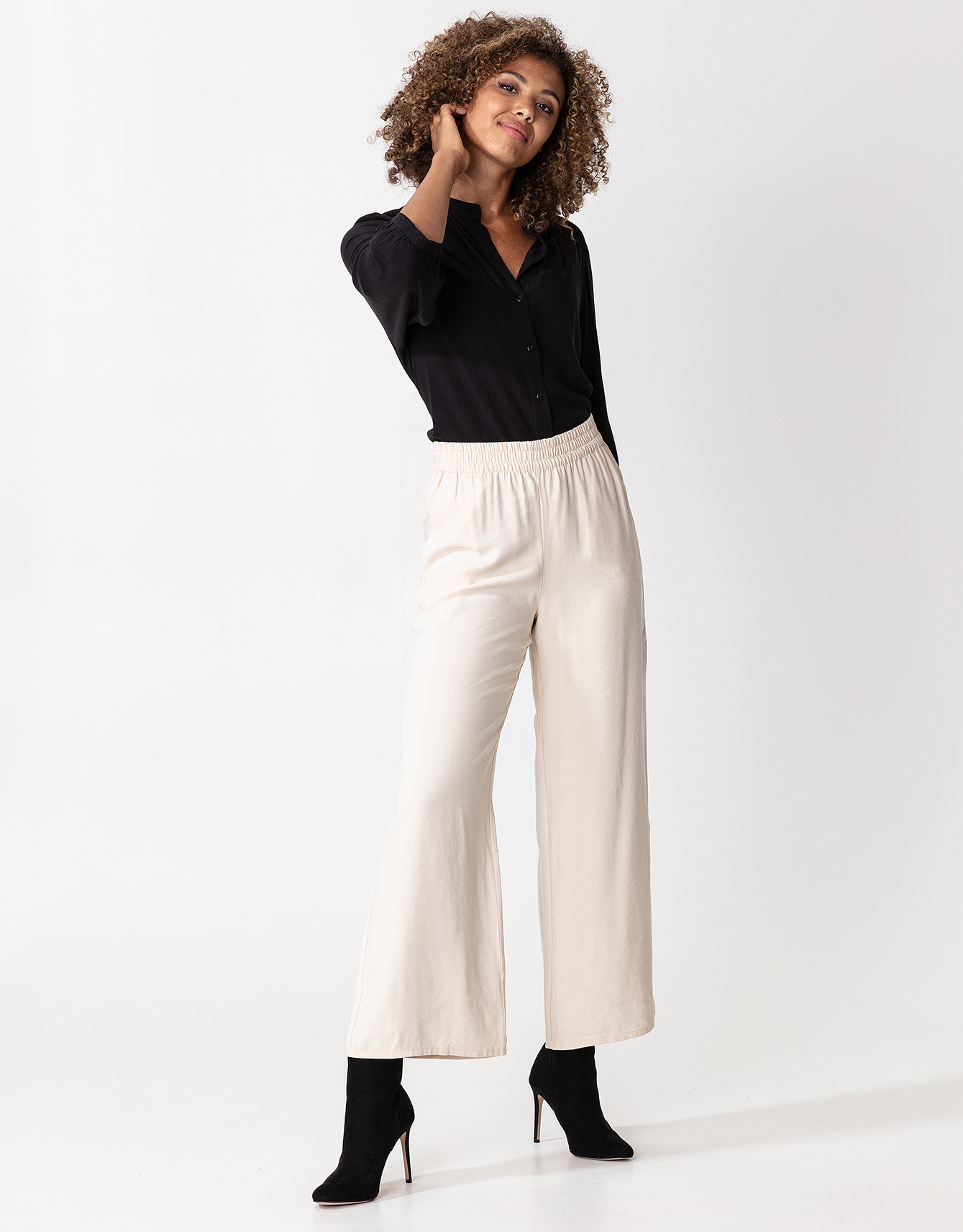 High rise solid wide pants Image 0