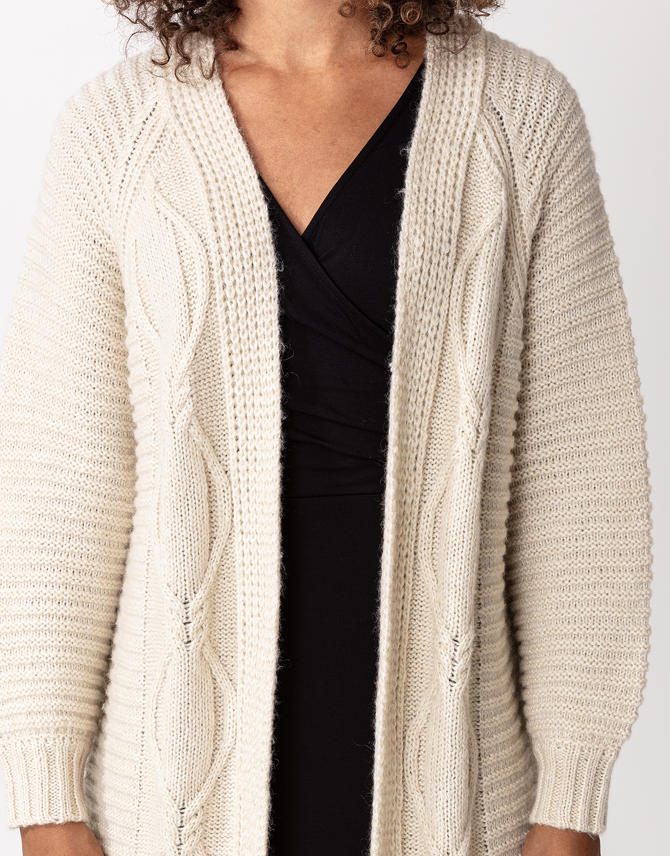 Cable knit open front cardigan thumbnail 2