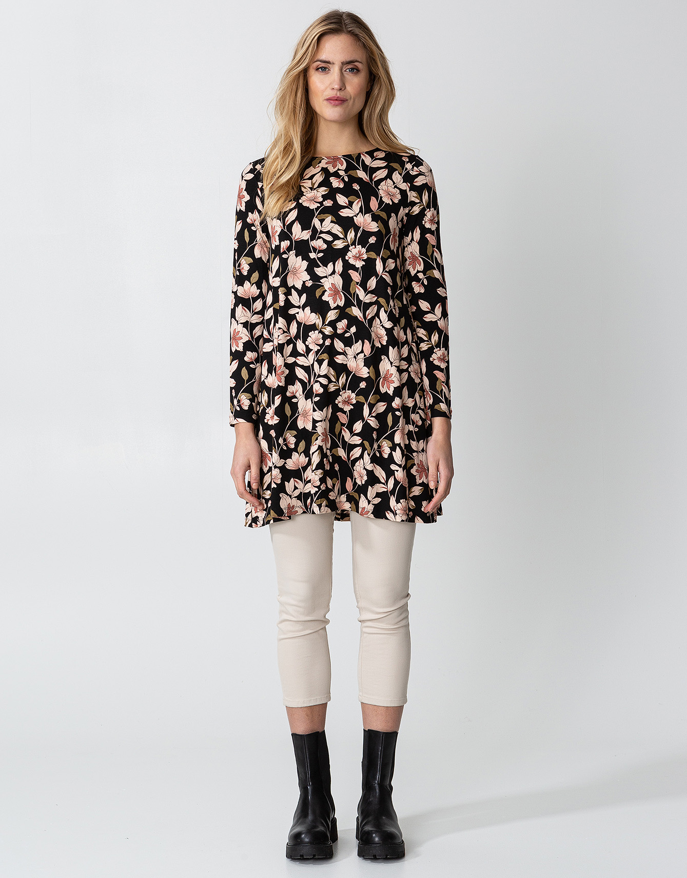 Floral long sleeve jersey tunic Image 0