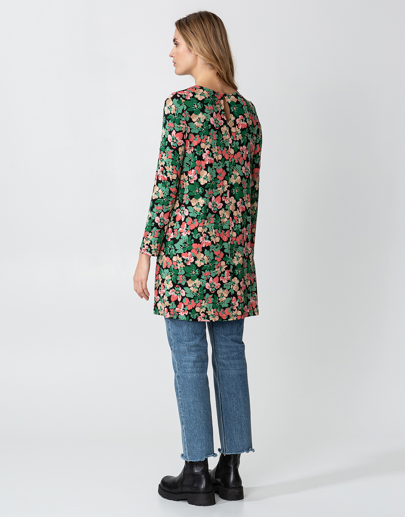 Floral long sleeve jersey tunic thumbnail 5