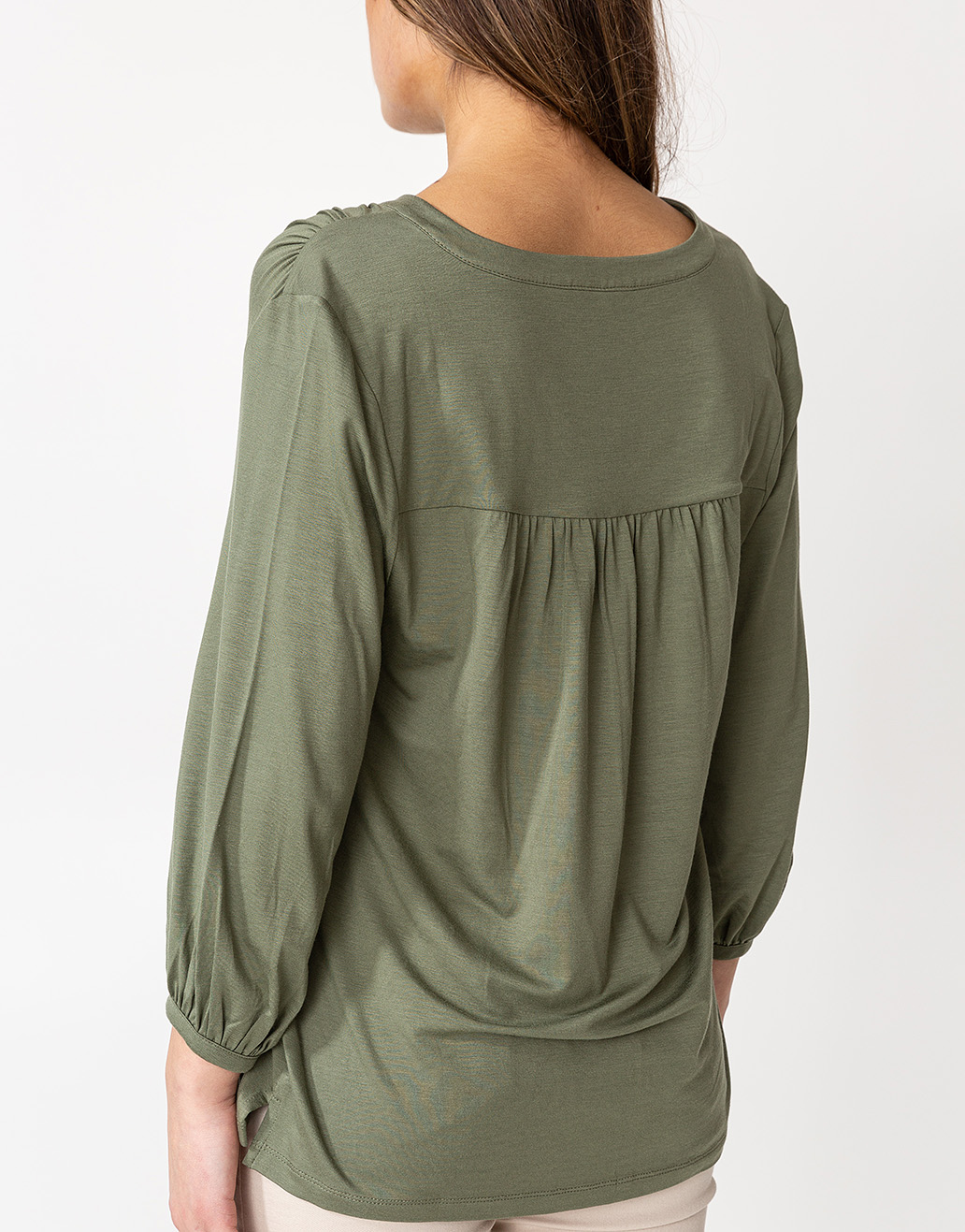Solid long sleeve jersey blouse thumbnail 5