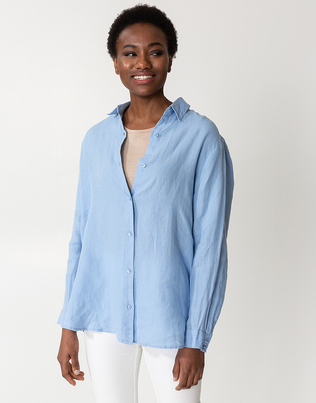 Solid button down linen shirt Image 0