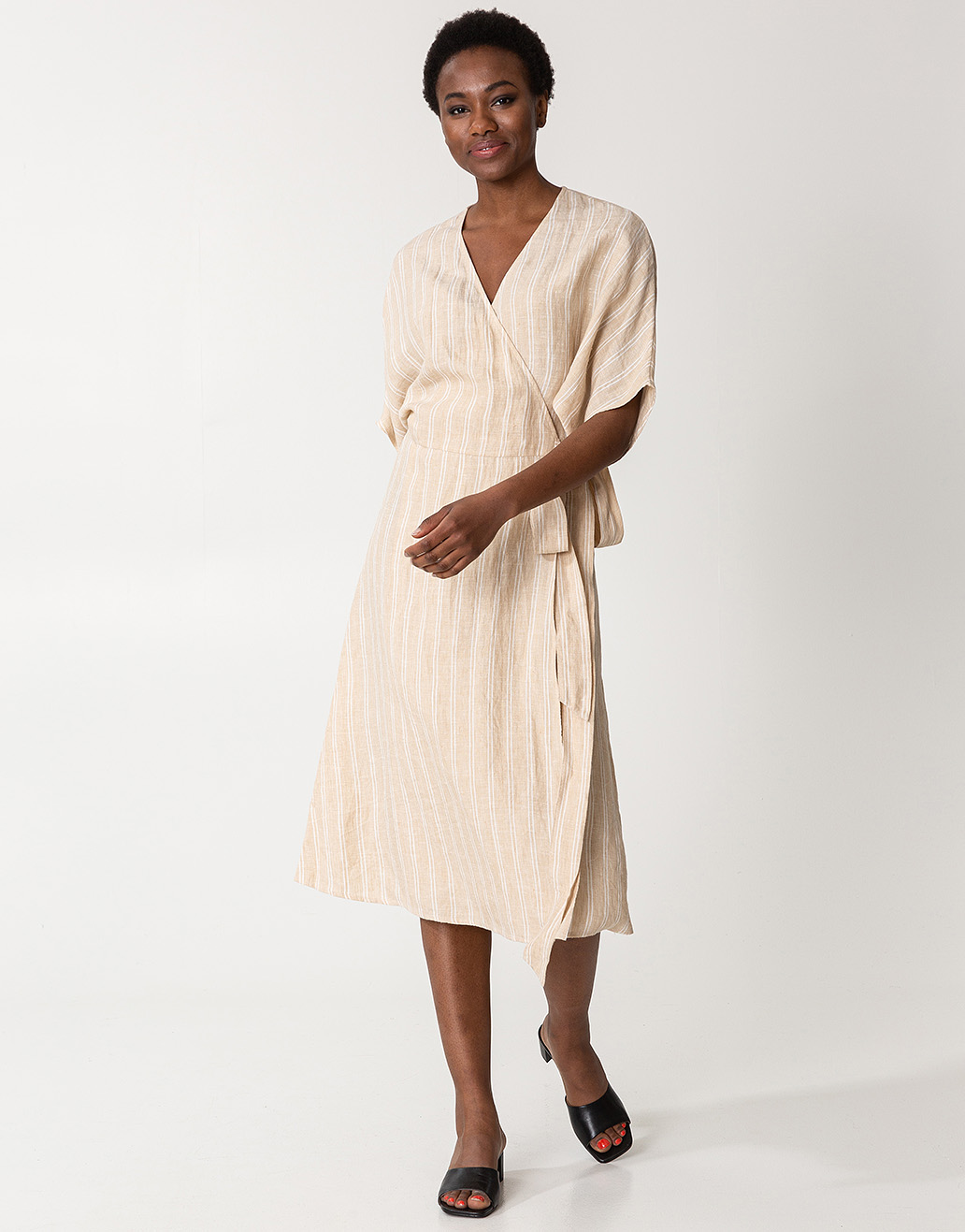 Linen wrap midi dress Image 0