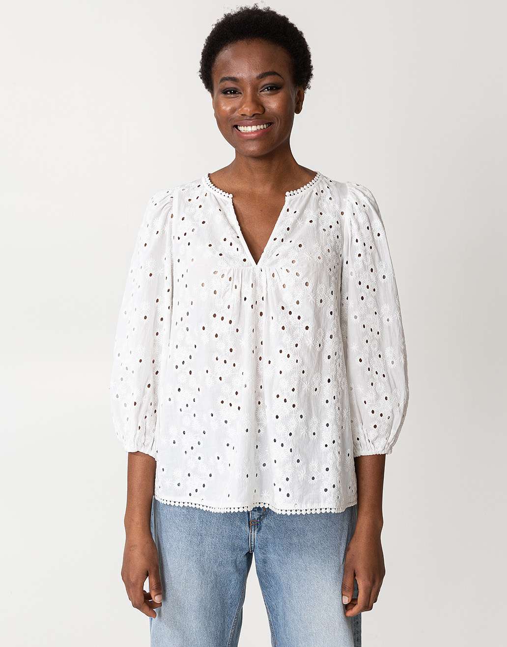 Embroidered cotton blouse thumbnail 3