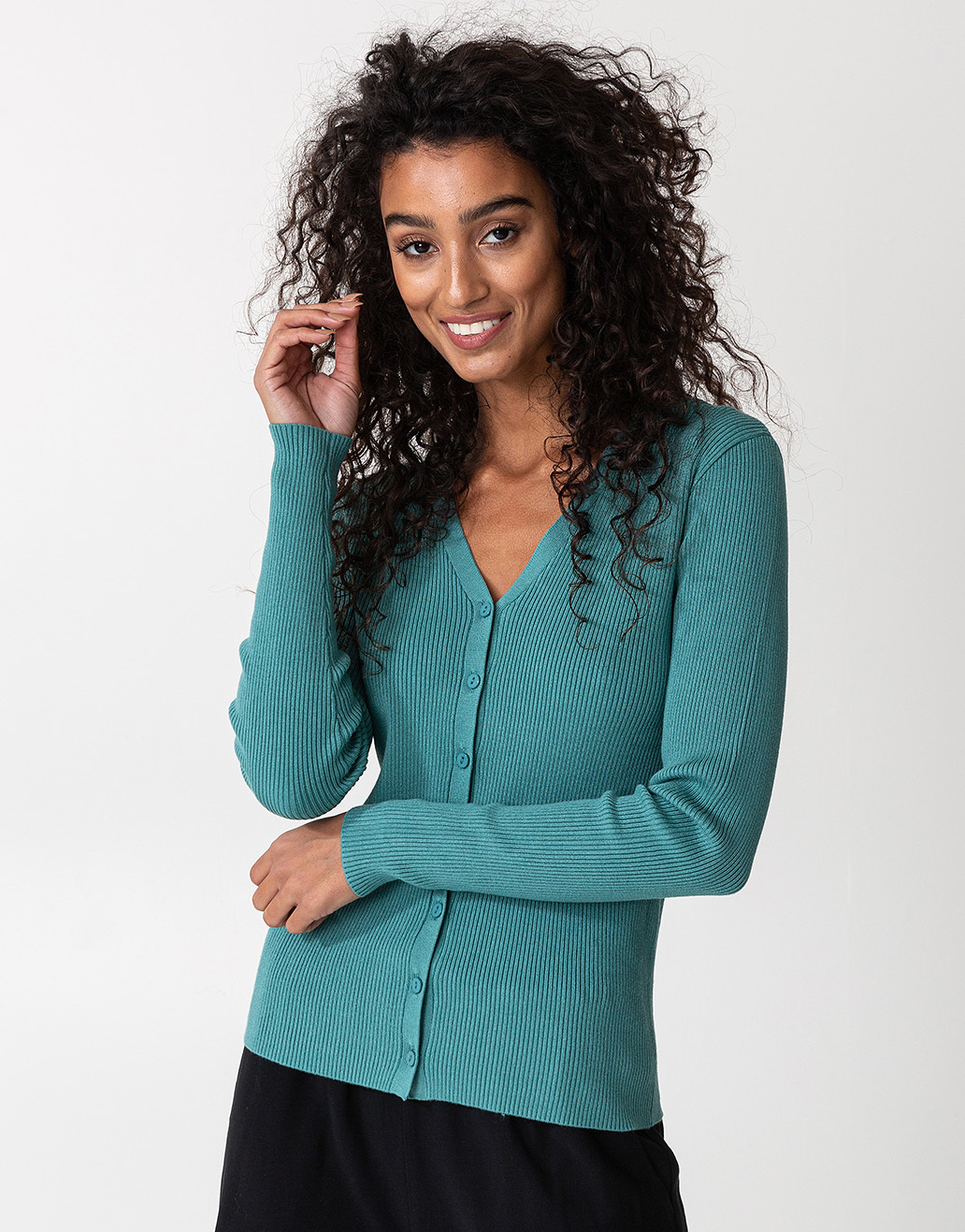 Ribbed knitted cardigan with buttons Image 0