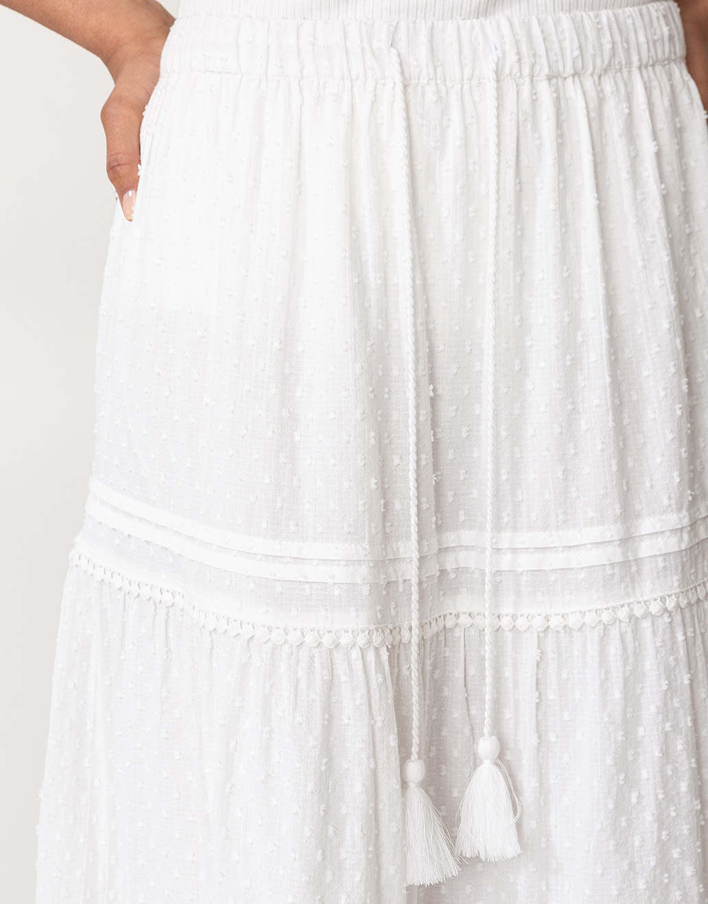 White cotton dobby maxi skirt thumbnail 5