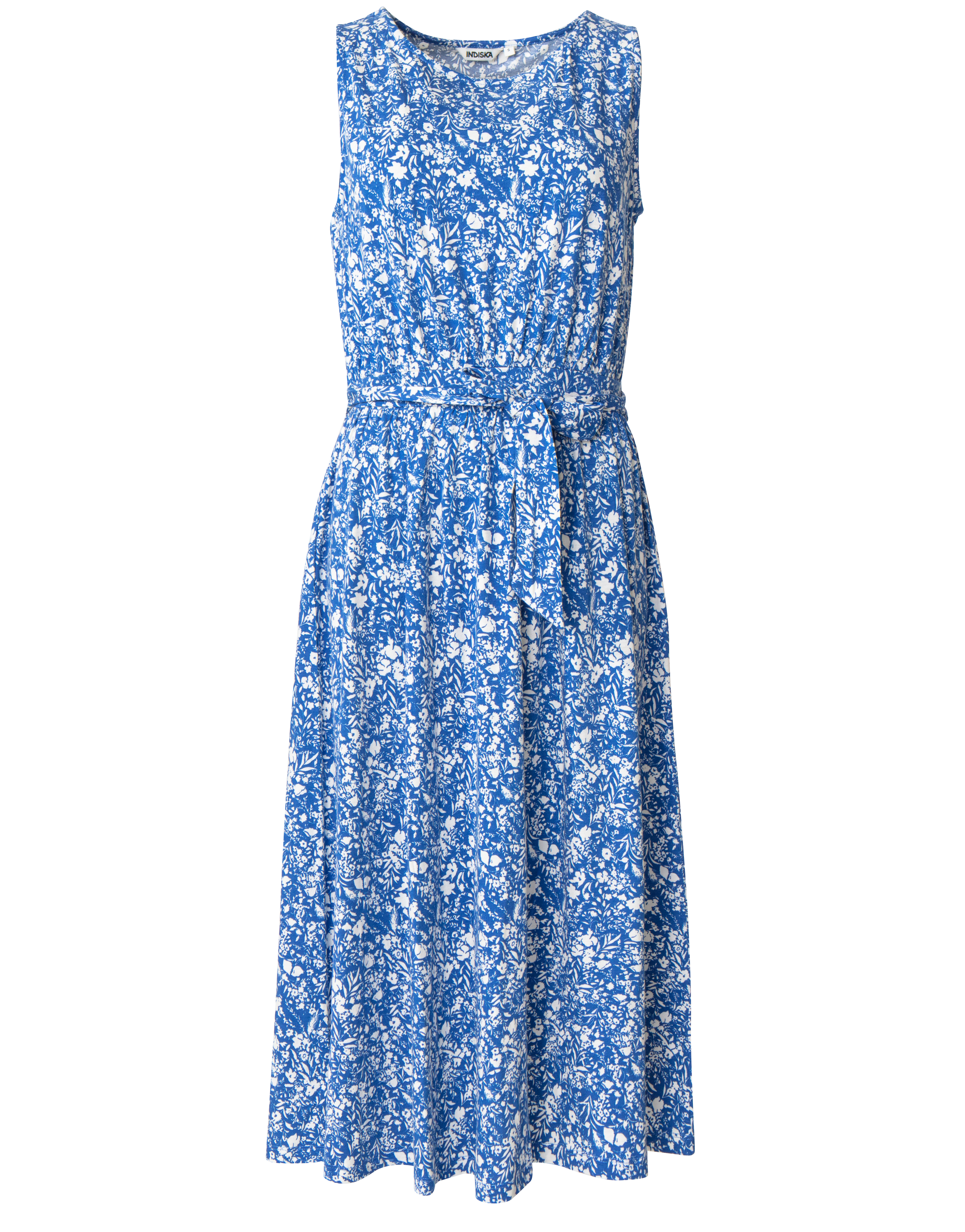 Blå blommig klänning med knyt thumbnail 5