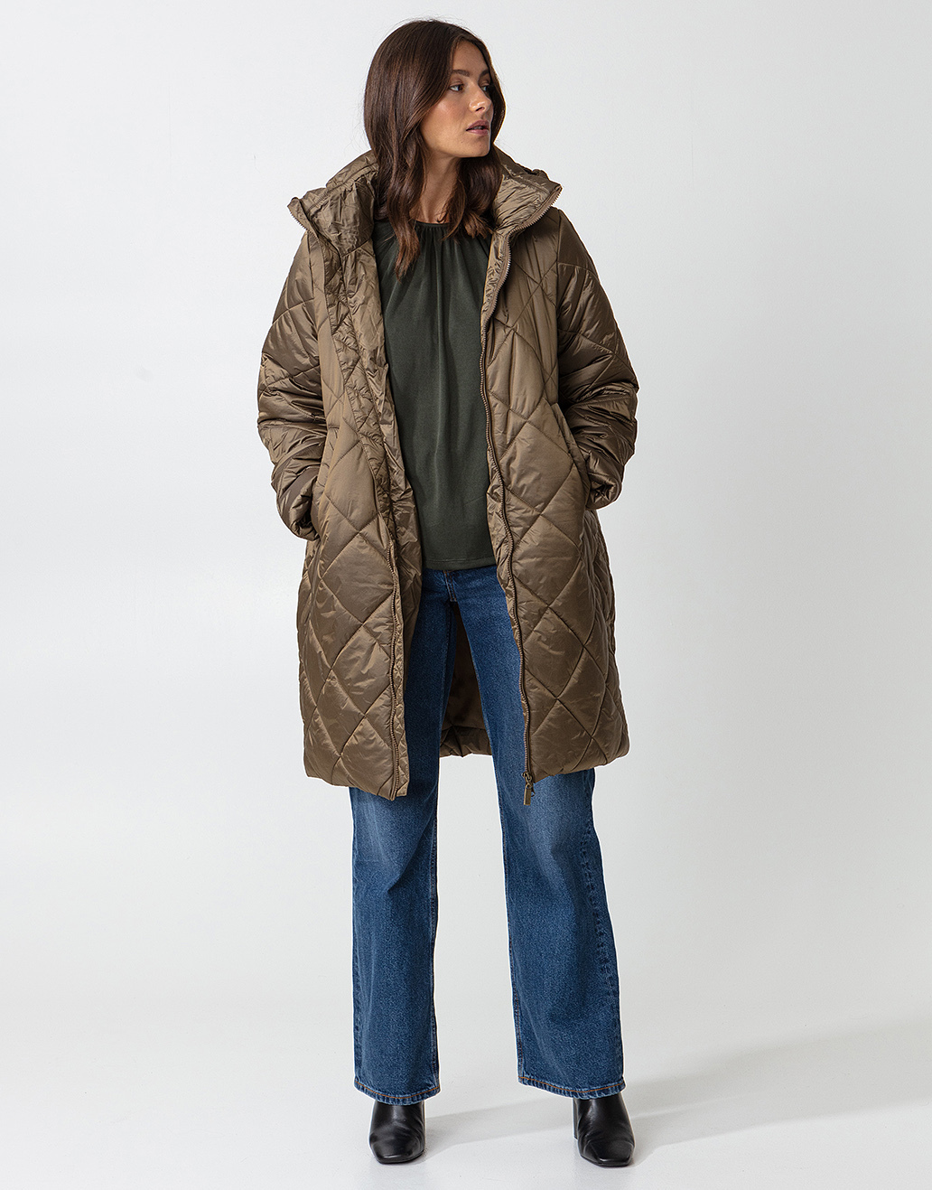 Solid hooded puffer jacket Image 0