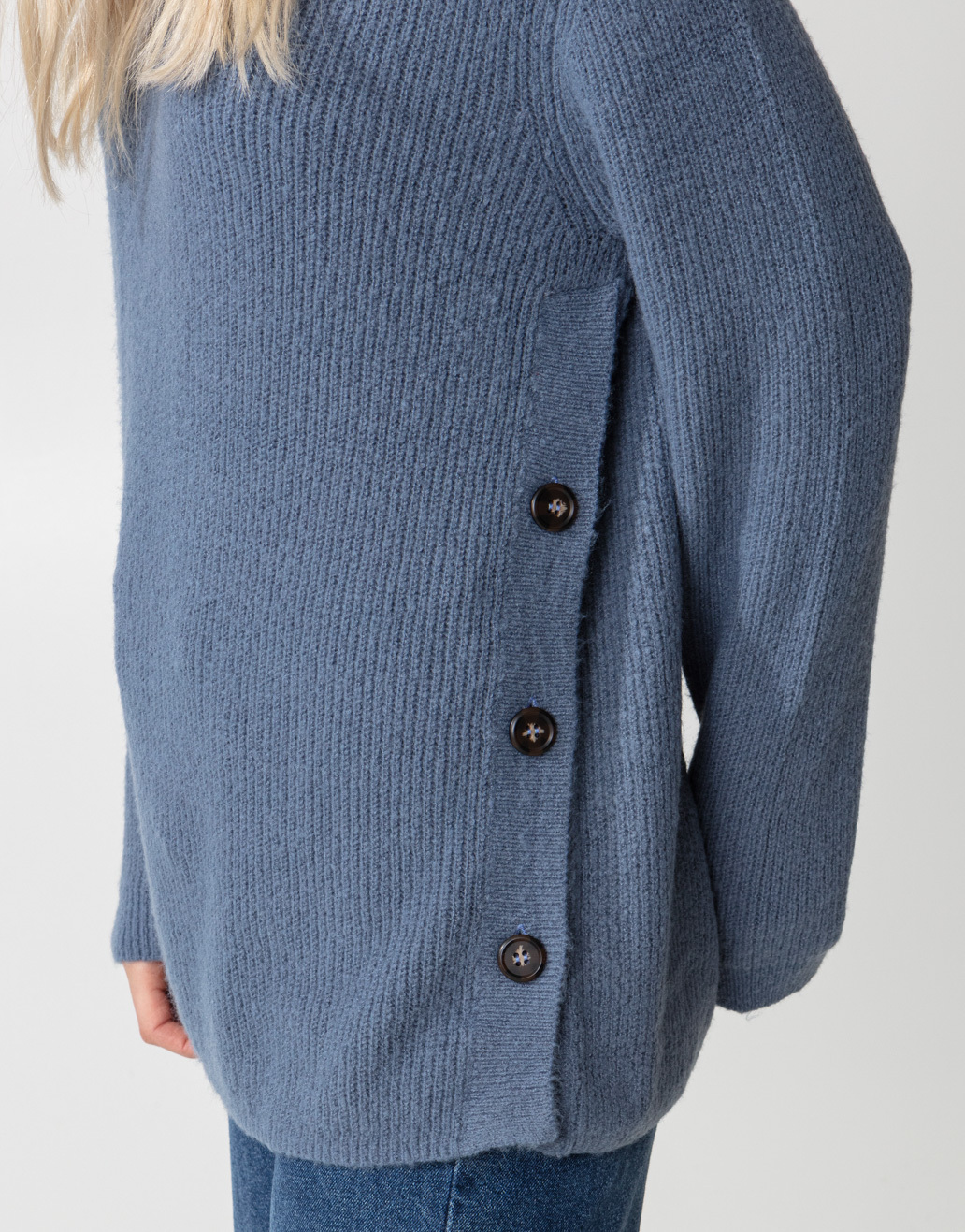 Knitted side button sweater thumbnail 2