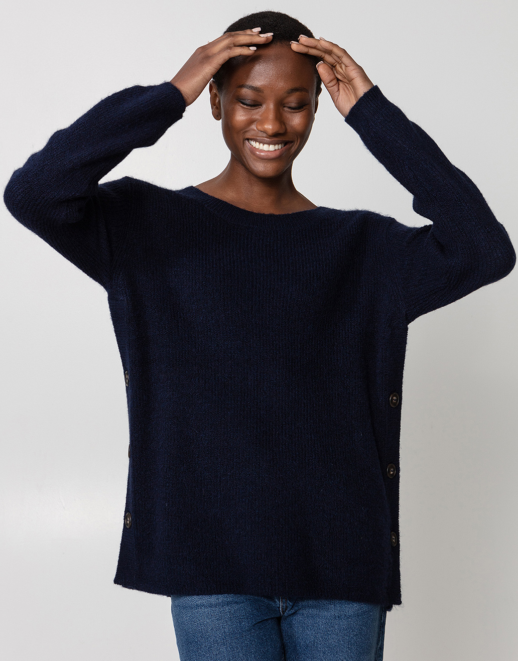 Knitted side button sweater Image 0