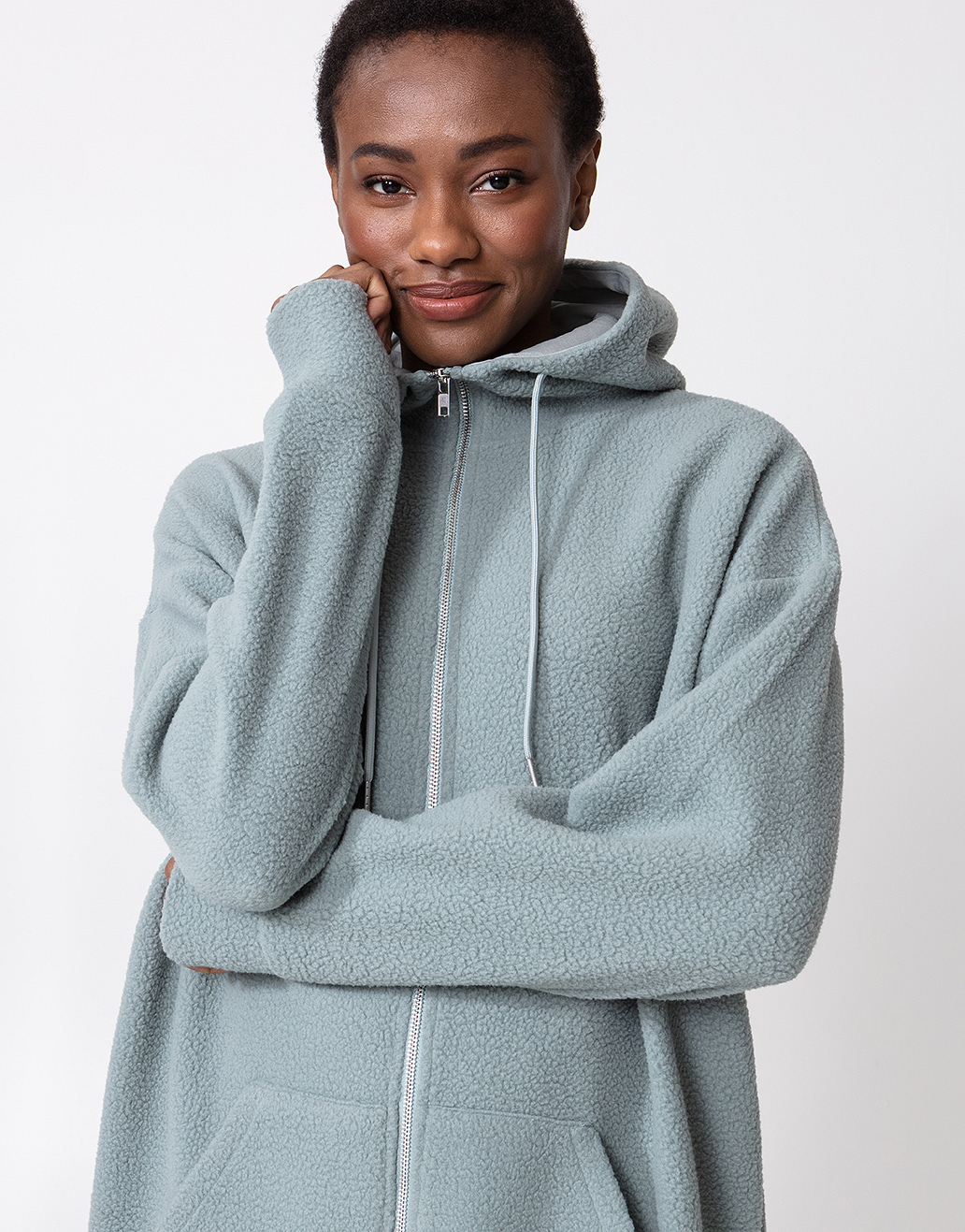Fleece hoodie in recycled polyester thumbnail 0