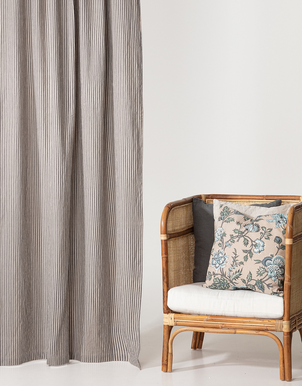 Striped linen blend curtain