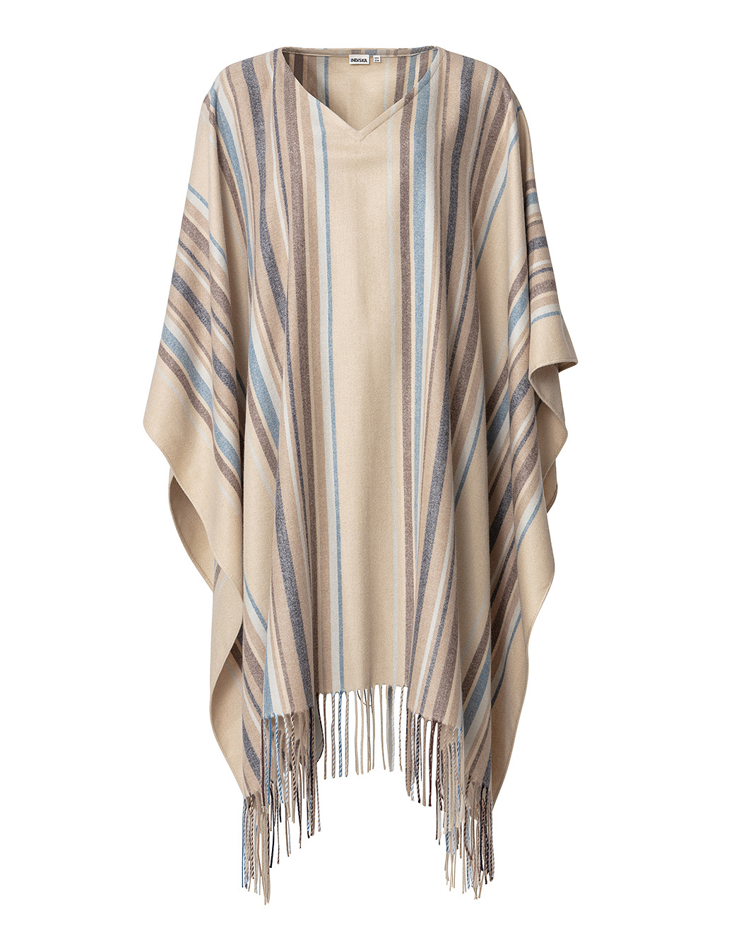 Striped poncho with fringes thumbnail 6
