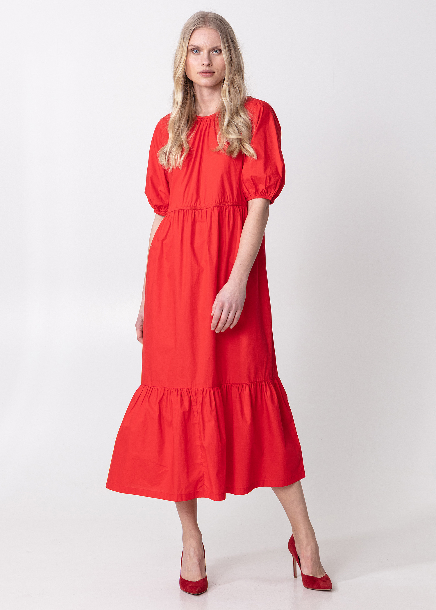 Maxi dress with puff sleeves Image 0