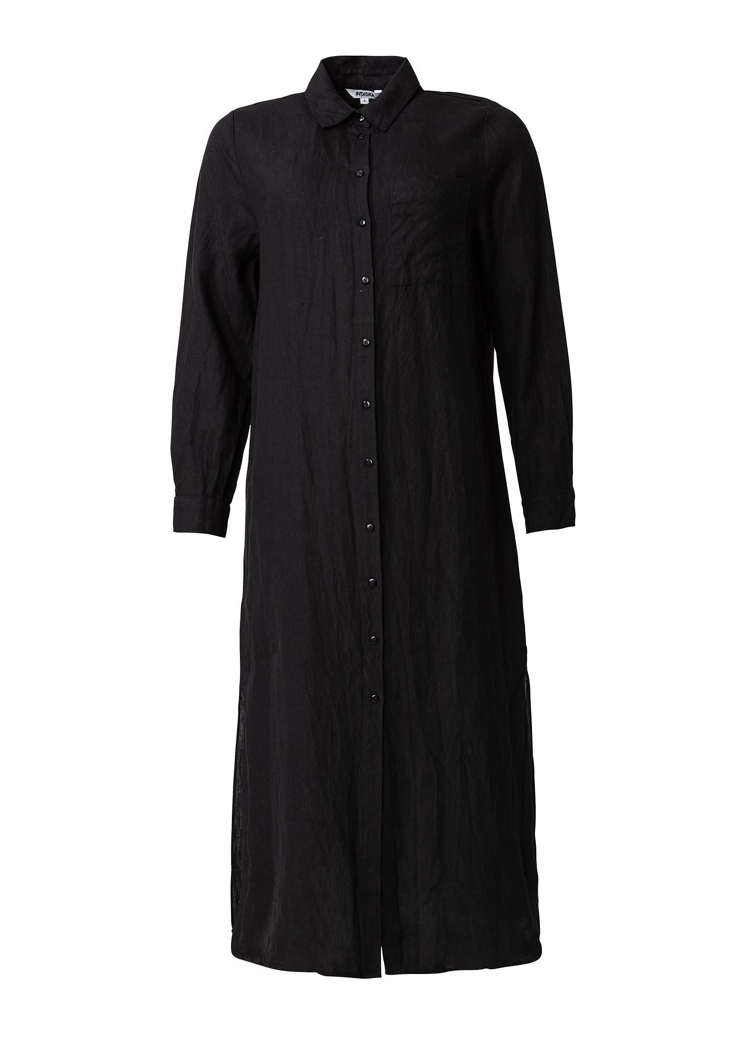 Black organic linen shirt dress thumbnail 7