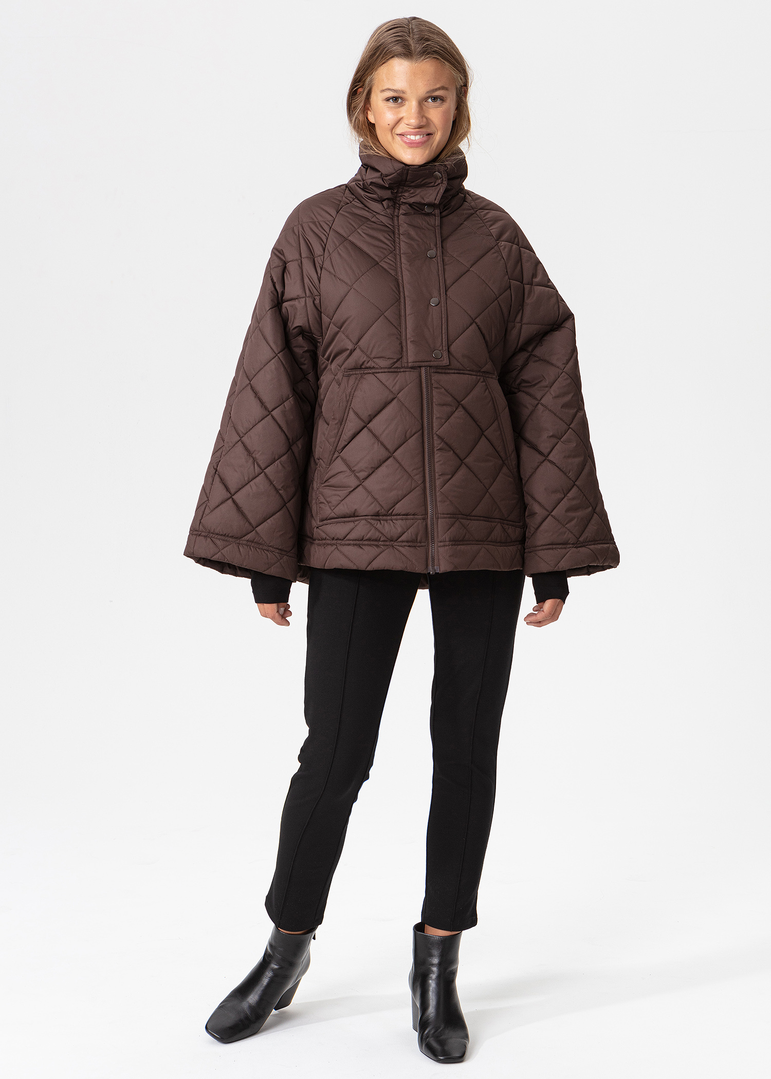 Brown quilted jacket thumbnail 6