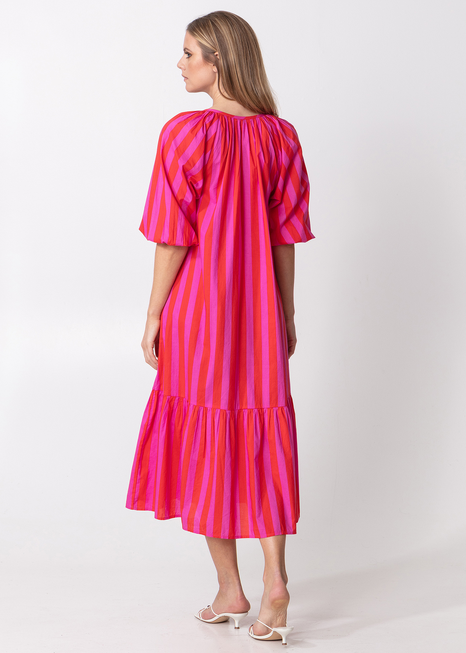 Pink striped maxi dress thumbnail 4
