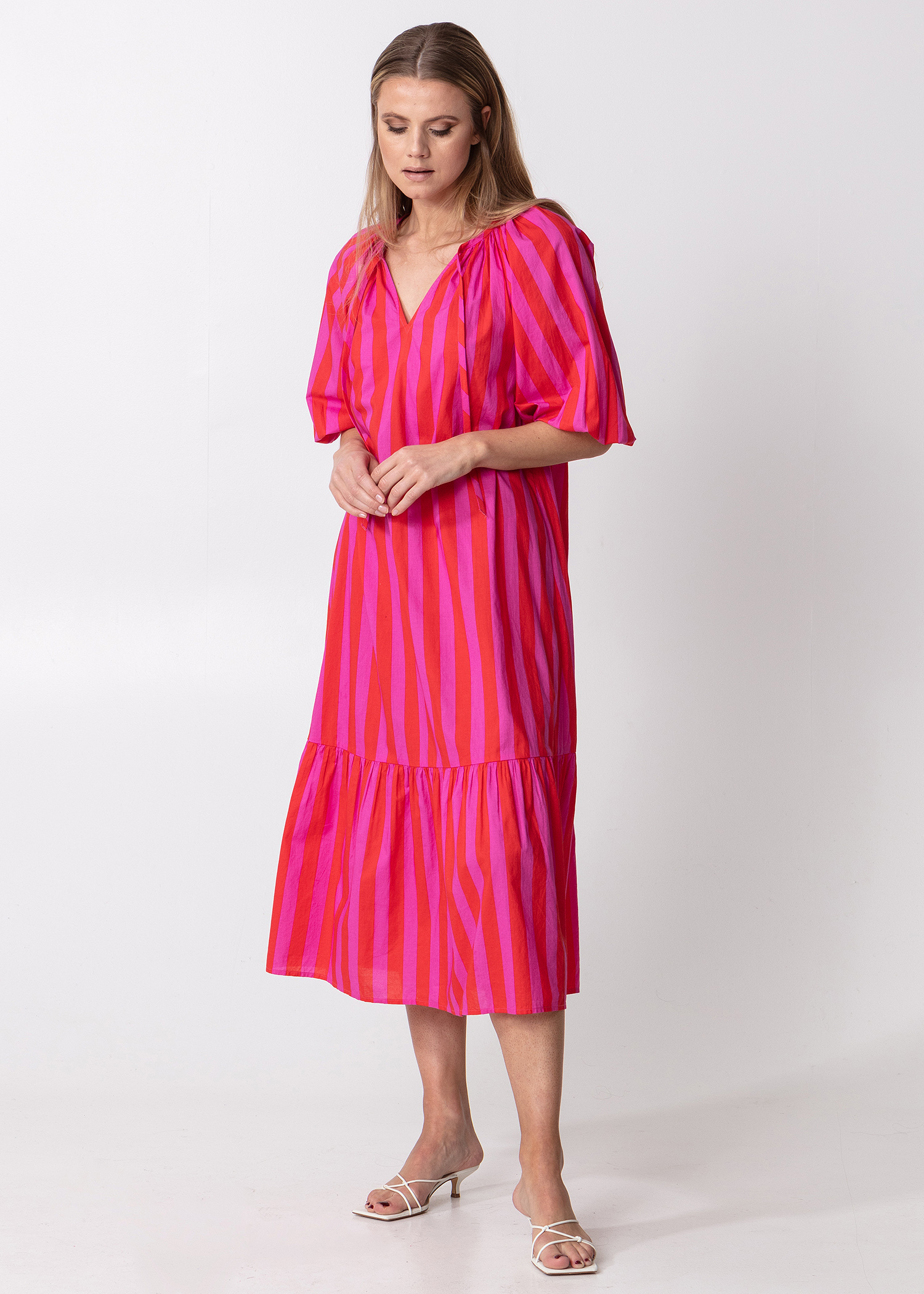 Pink striped maxi dress Image 0