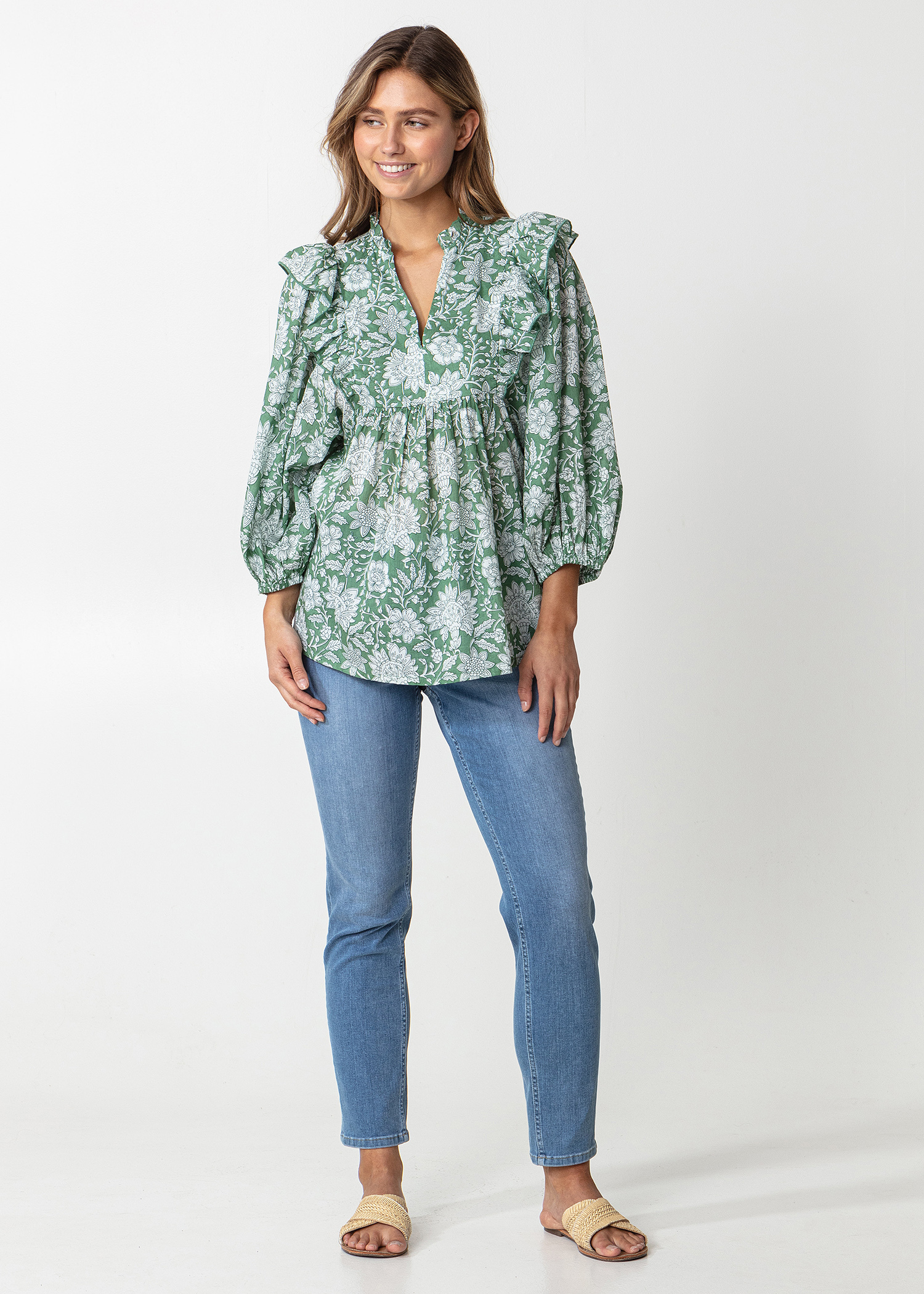 Patterned blouse with ruffles thumbnail 6