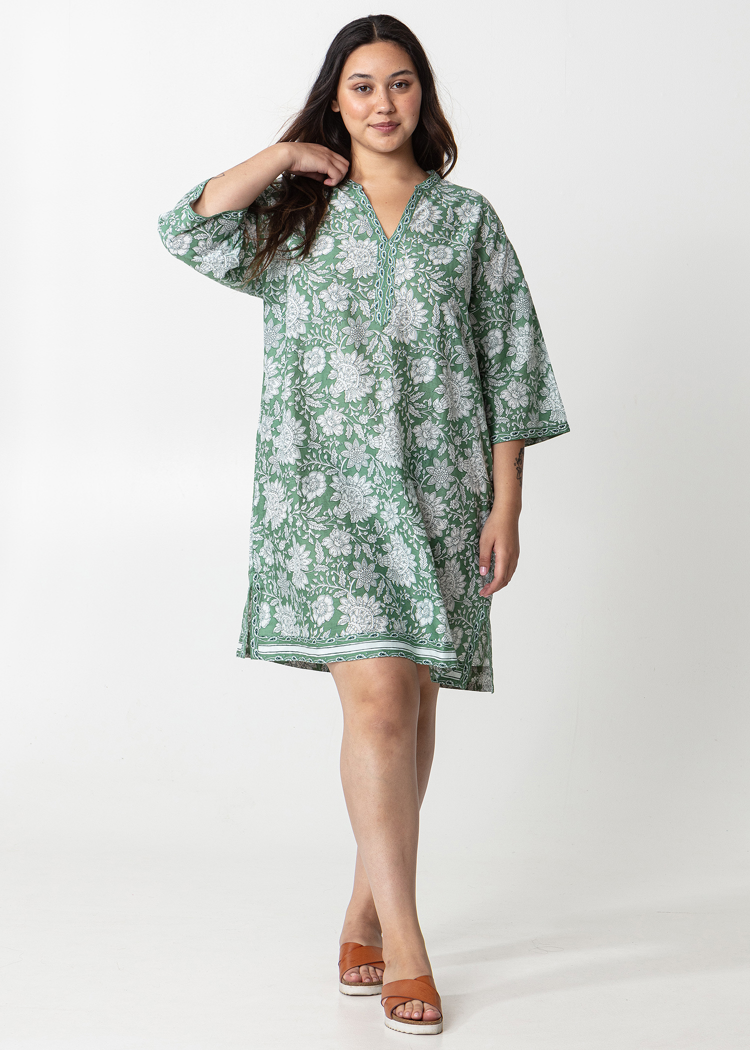Floral tunic with 3/4 sleeves thumbnail 3