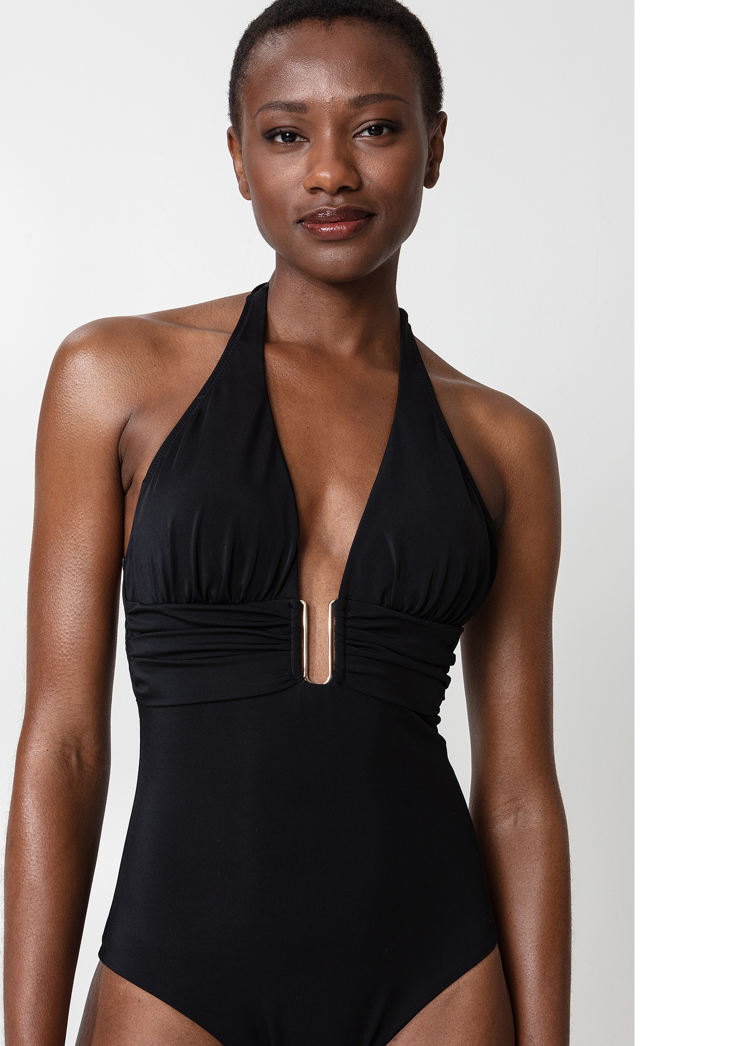 Halterneck swimsuit in recycled fabric thumbnail 6