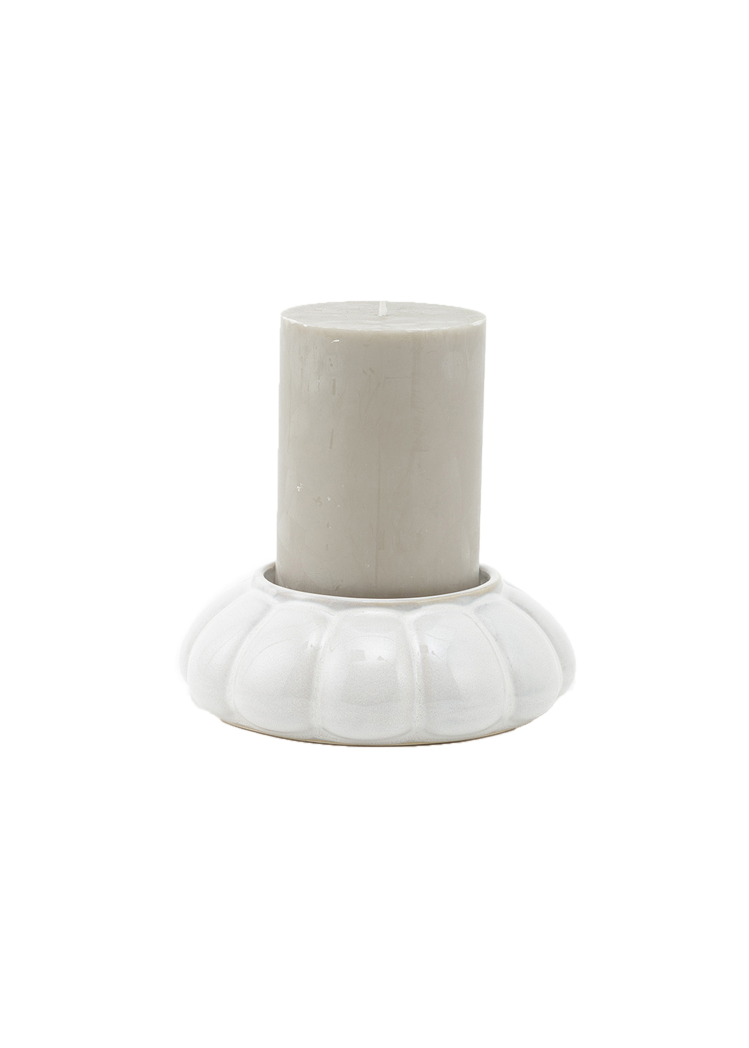White stoneware candleholder Image 0