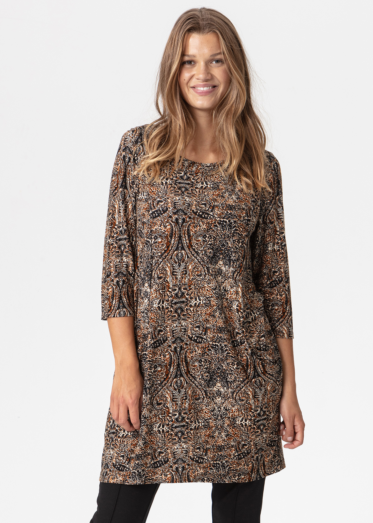 Mønstret jersey-kjole med lommer Image 0