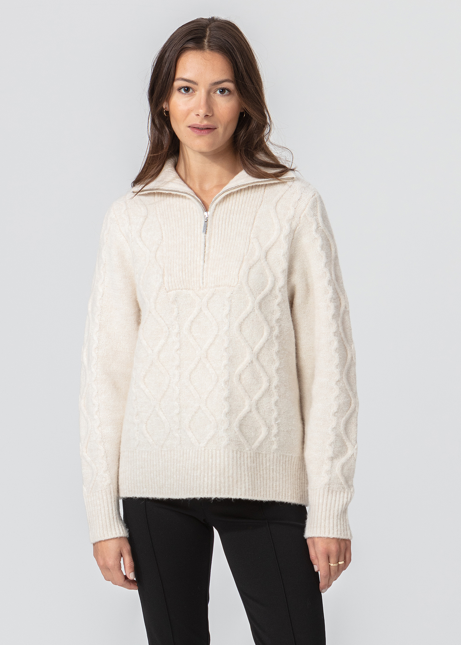 Cable knit half zip sweater thumbnail 6