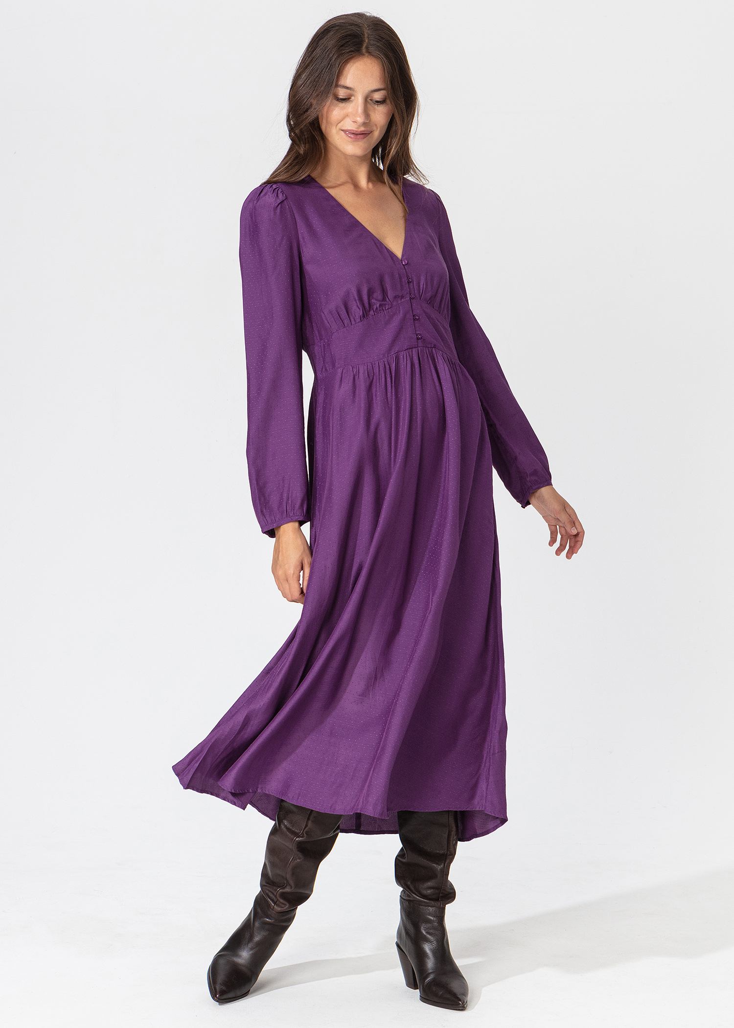 Purple long sleeved dress thumbnail 2