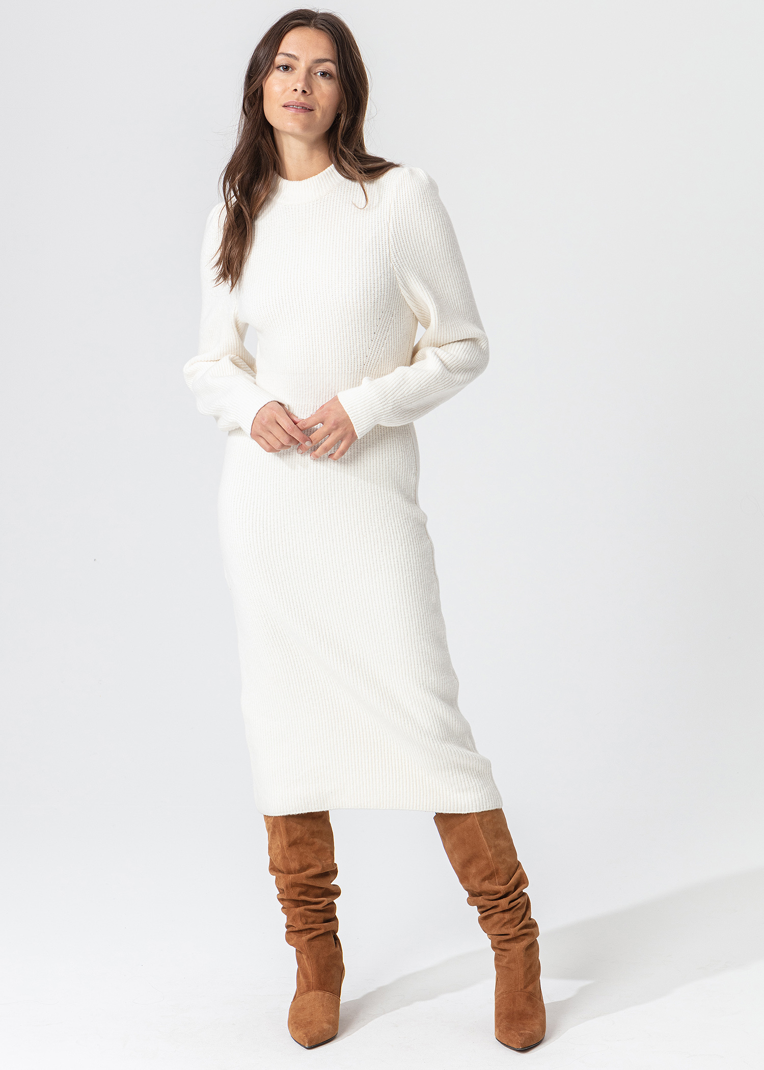 Knitted dress with high collar thumbnail 0