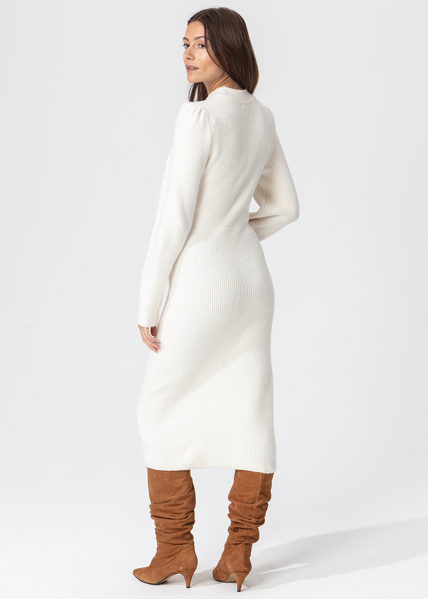 Knitted dress with high collar thumbnail 7