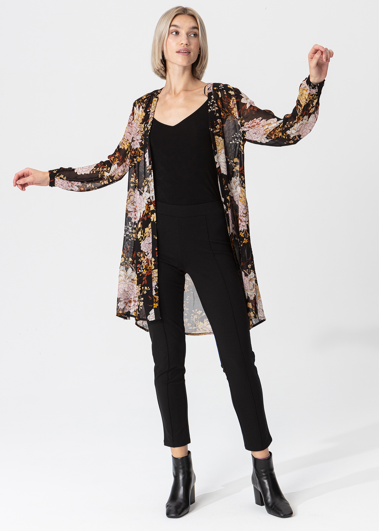 Patterned sheer buttoned tunic thumbnail 8