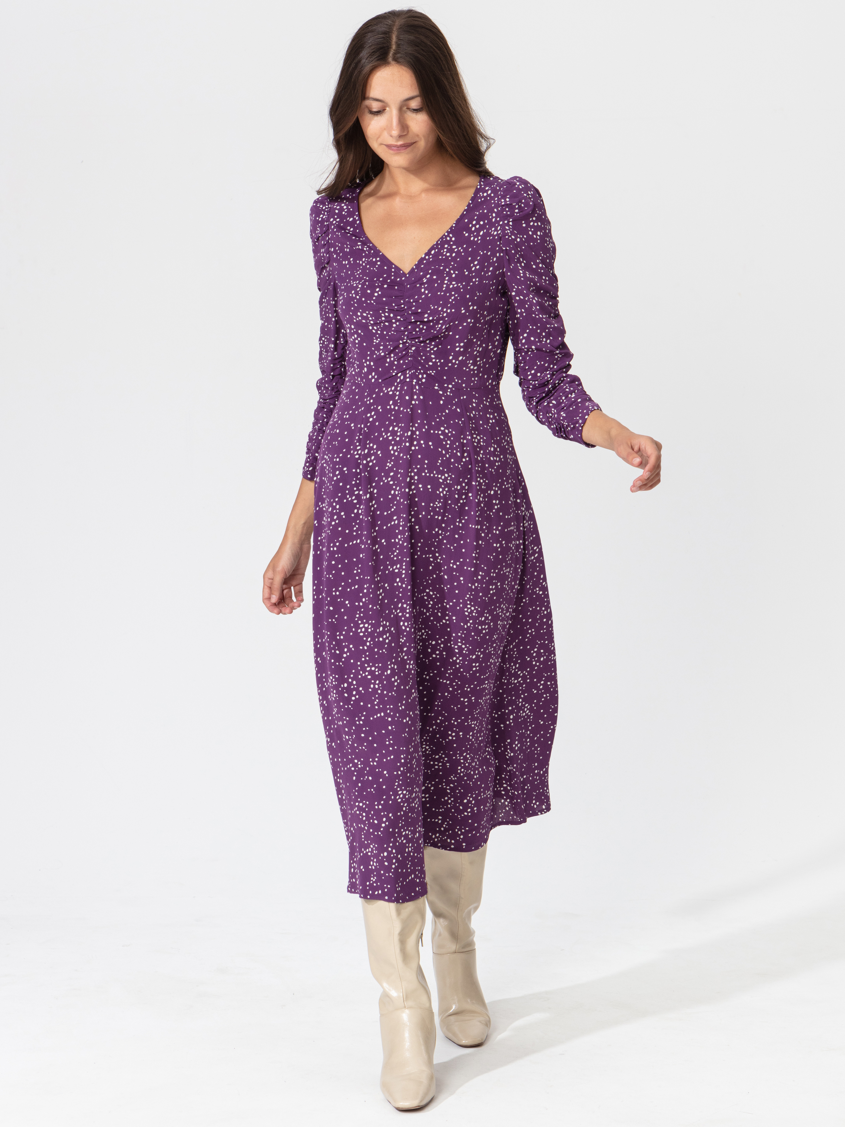Patterned puff sleeve dress Image 0