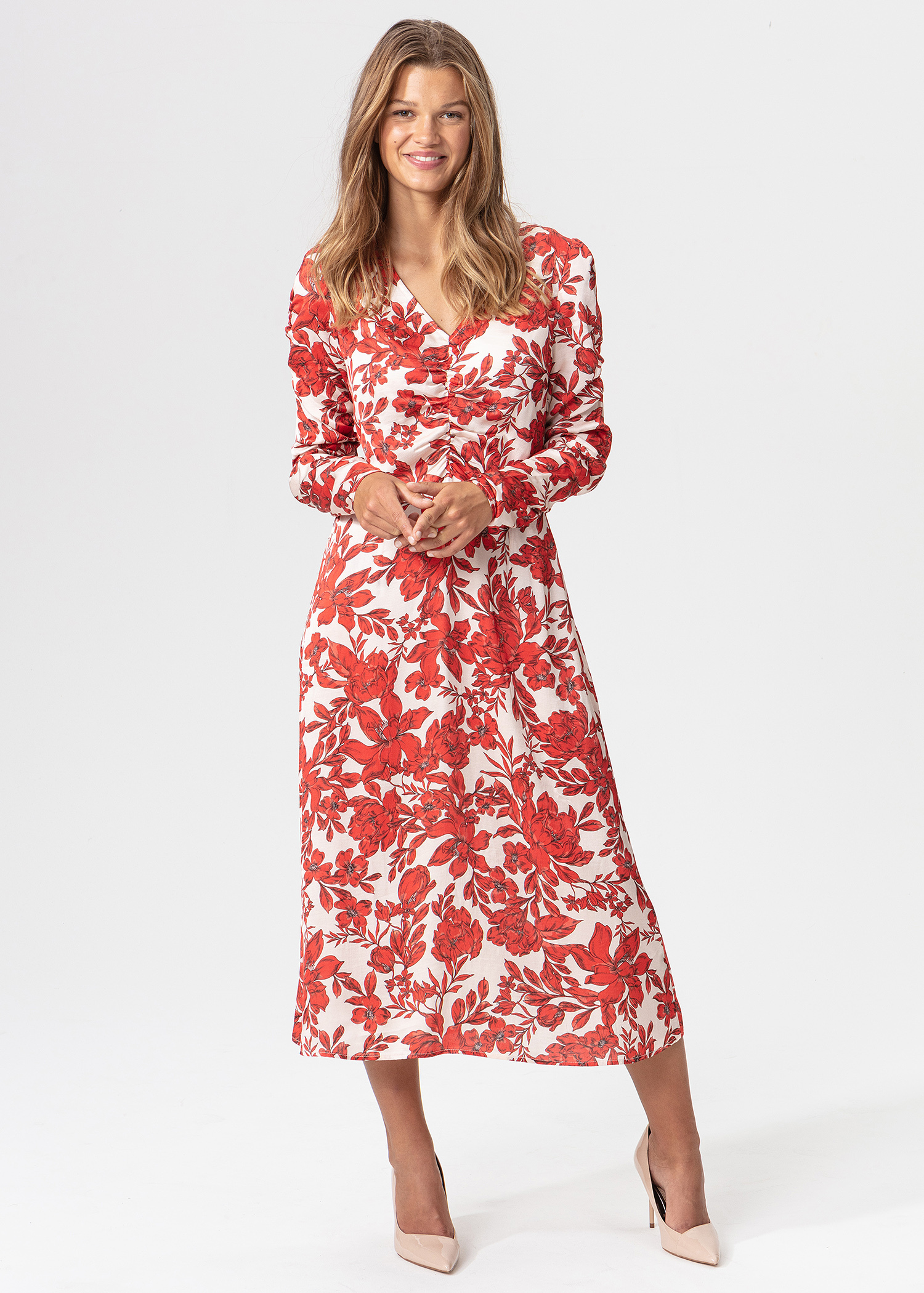 Floral dress with puff sleeves thumbnail 4
