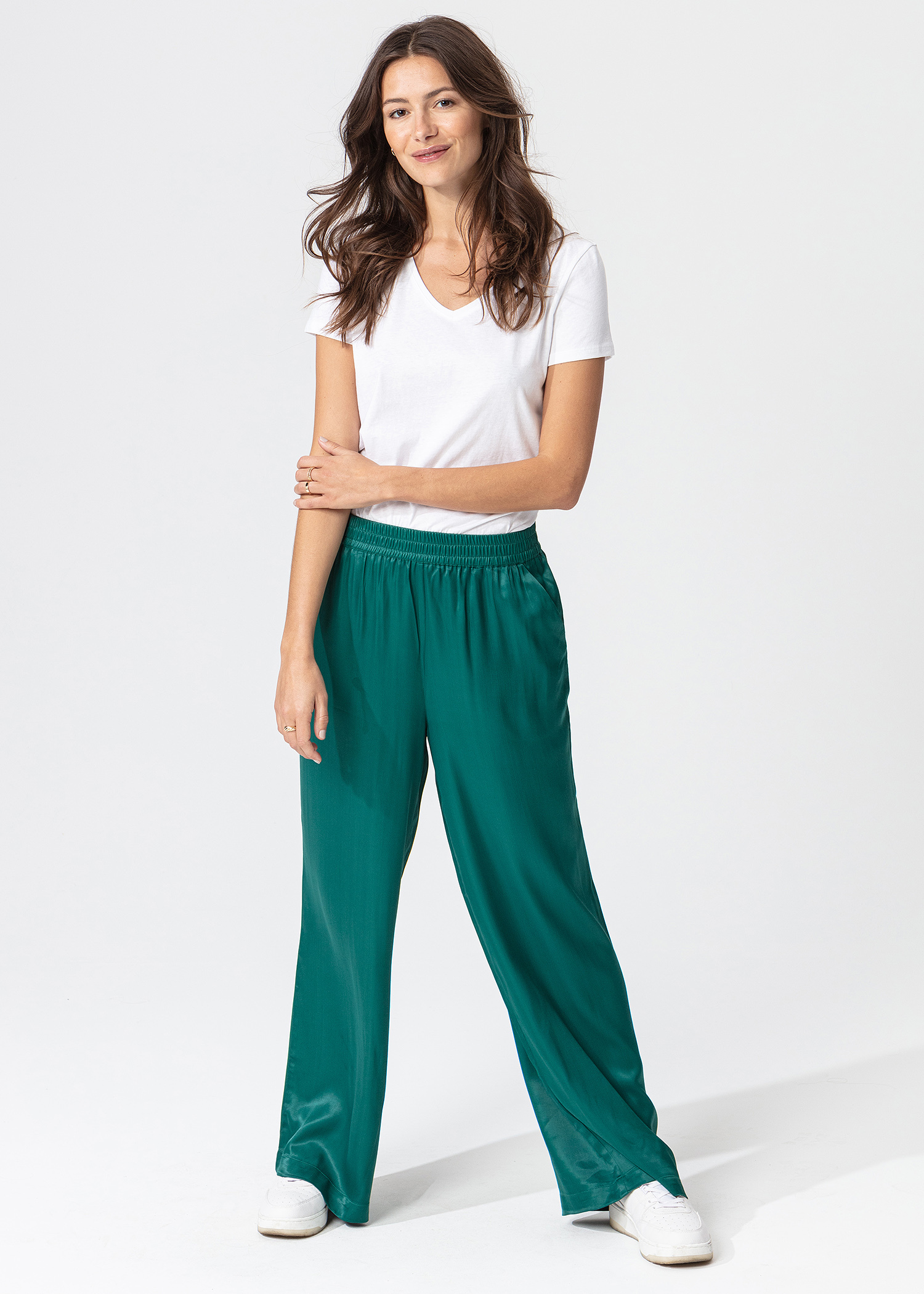 Solid satin trousers Image 0