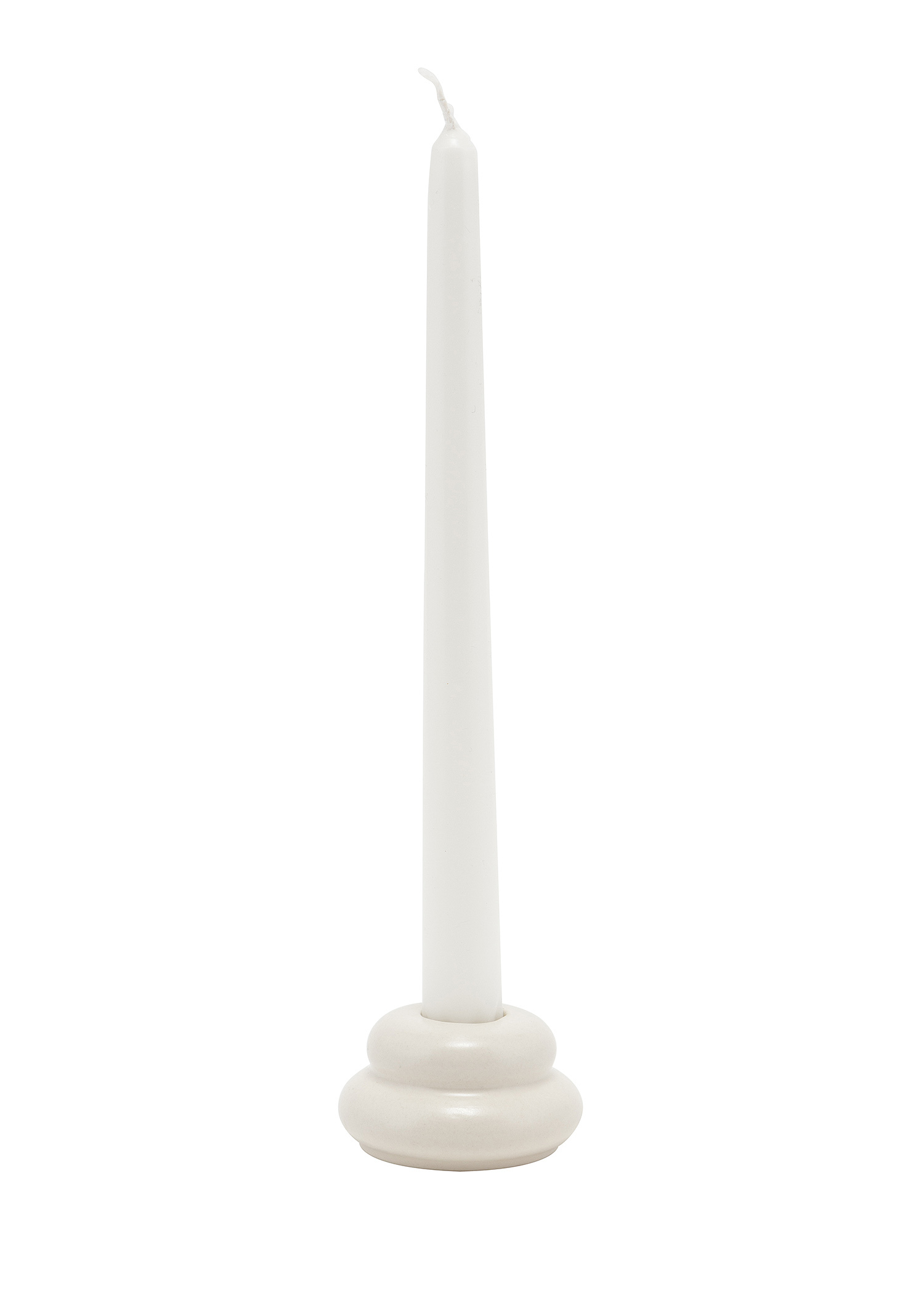Beige stoneware candle holder Image 0