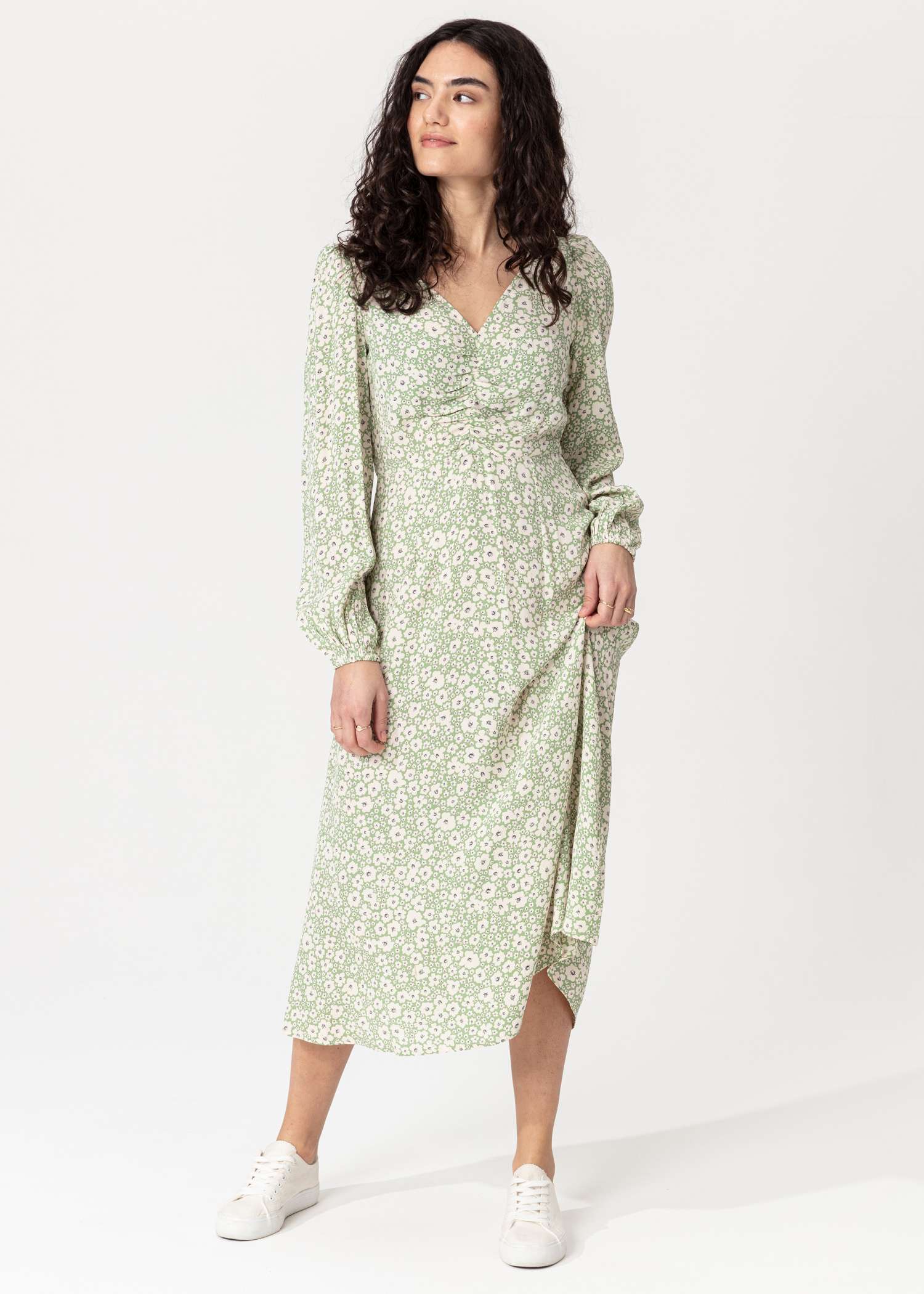 Patterned puff sleeve dress Image 0